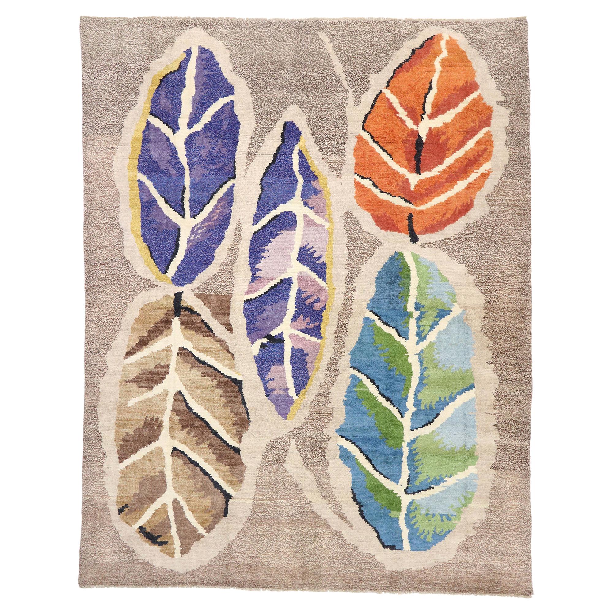 New Contemporary Moroccan Rug with Biophilic Scandinavian Modern Design For Sale