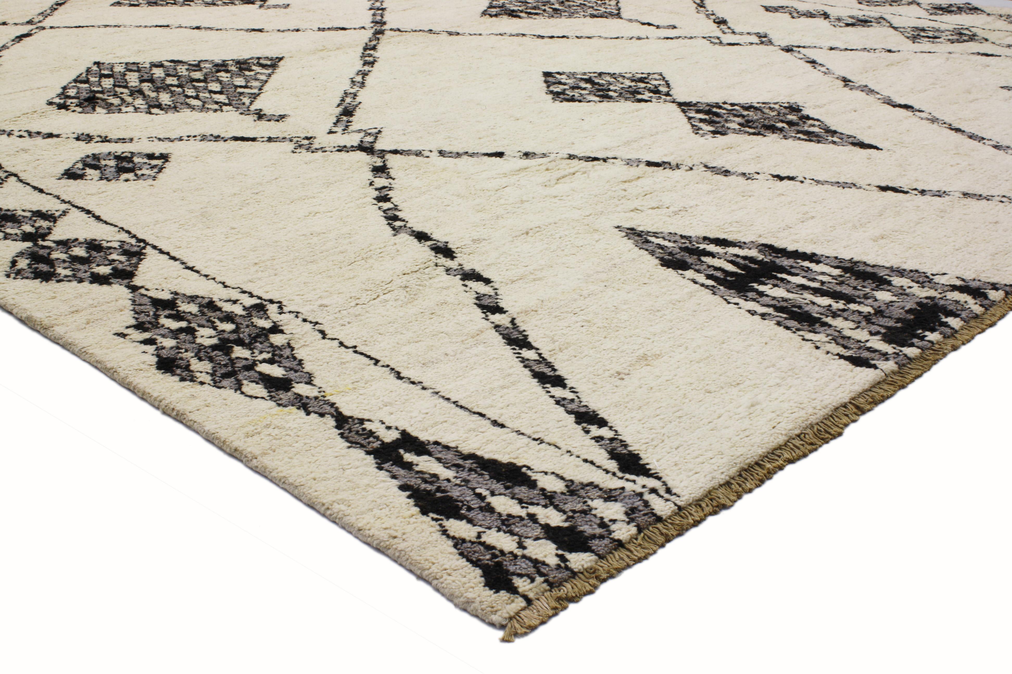80337 New Contemporary Moroccan Style rug with Boho Chic Hygge Vibes 10'03 x 13'02. With its simplicity, plush pile and Hygge vibes, this hand knotted wool contemporary Moroccan style area rug provides a feeling of cozy contentment without the