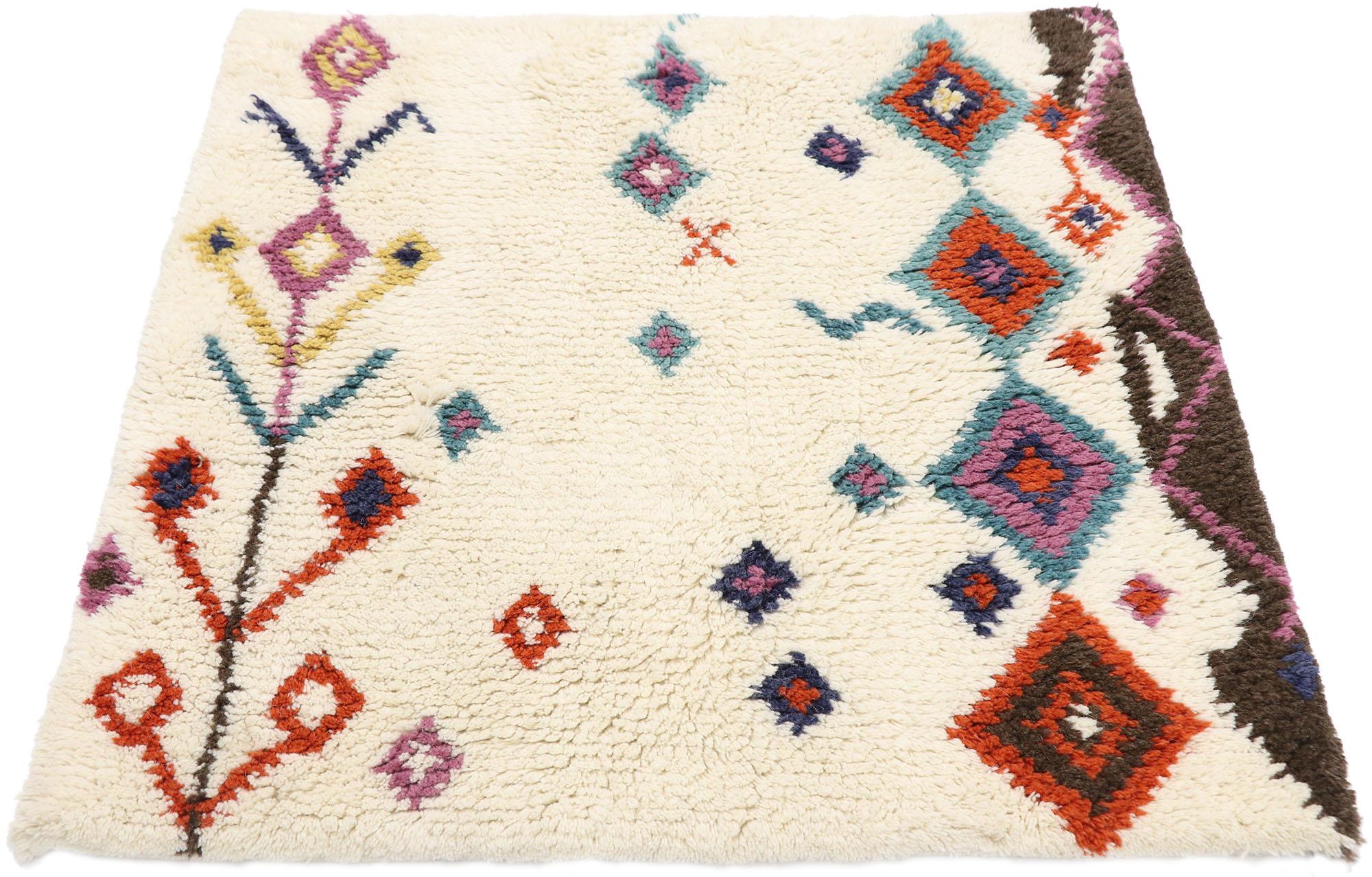 Tribal New Contemporary Moroccan Style Rug with Boho Chic Hygge Vibes For Sale