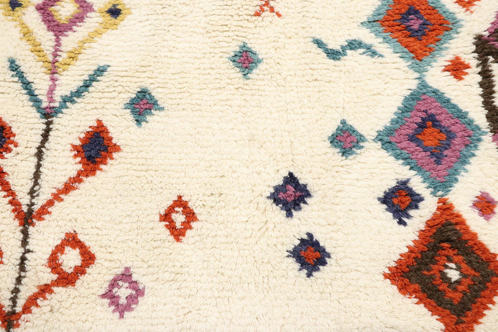 Indian New Contemporary Moroccan Style Rug with Boho Chic Hygge Vibes For Sale