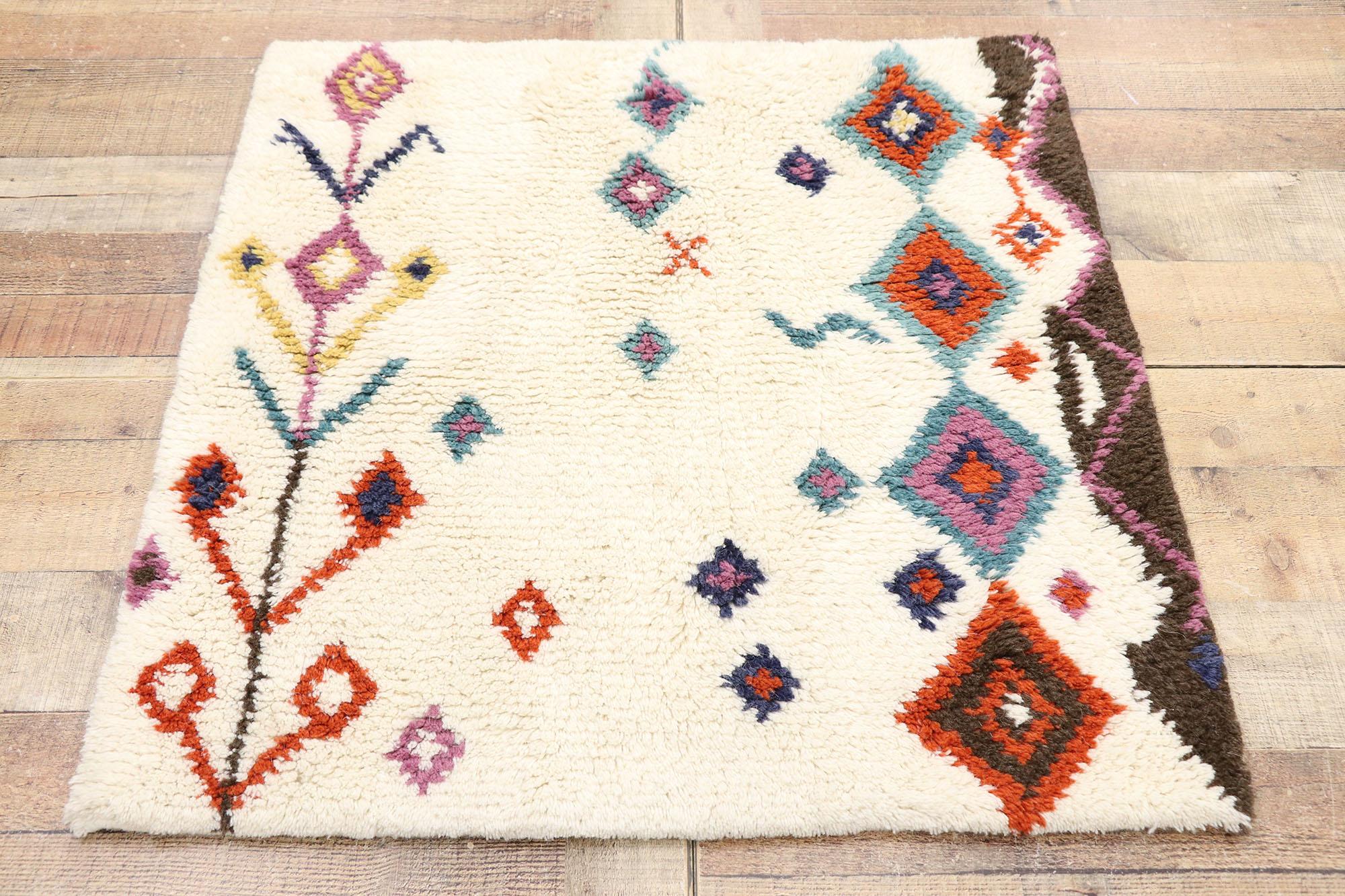 Wool New Contemporary Moroccan Style Rug with Boho Chic Hygge Vibes For Sale