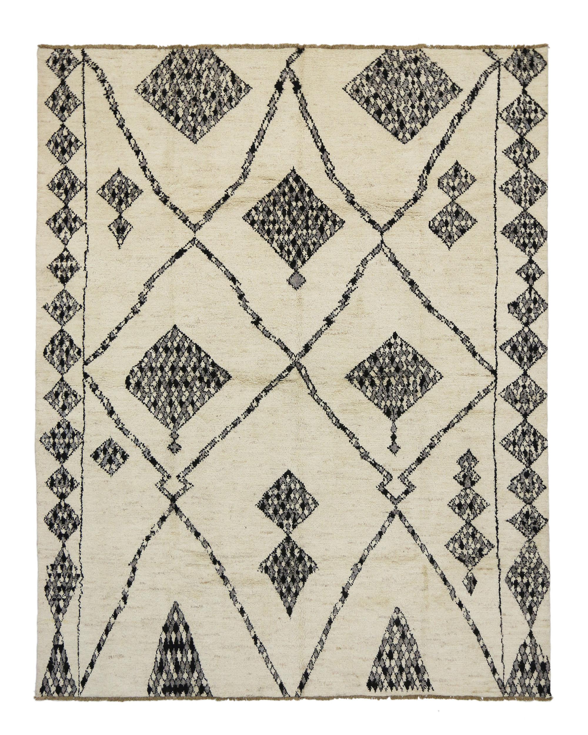 Wool New Contemporary Moroccan Style Rug with Boho Chic Hygge Vibes For Sale