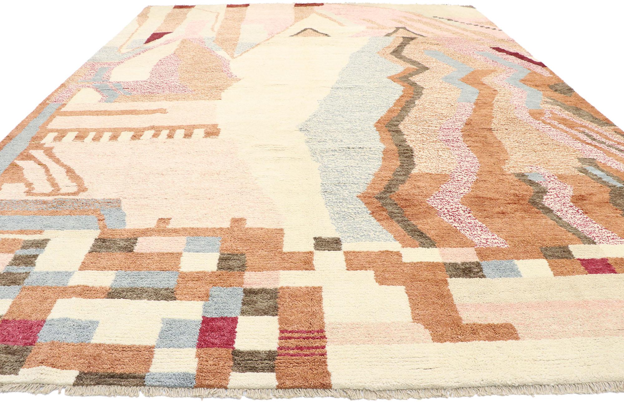 Tribal New Contemporary Moroccan Style Rug with Boho Chic Postmodern Design