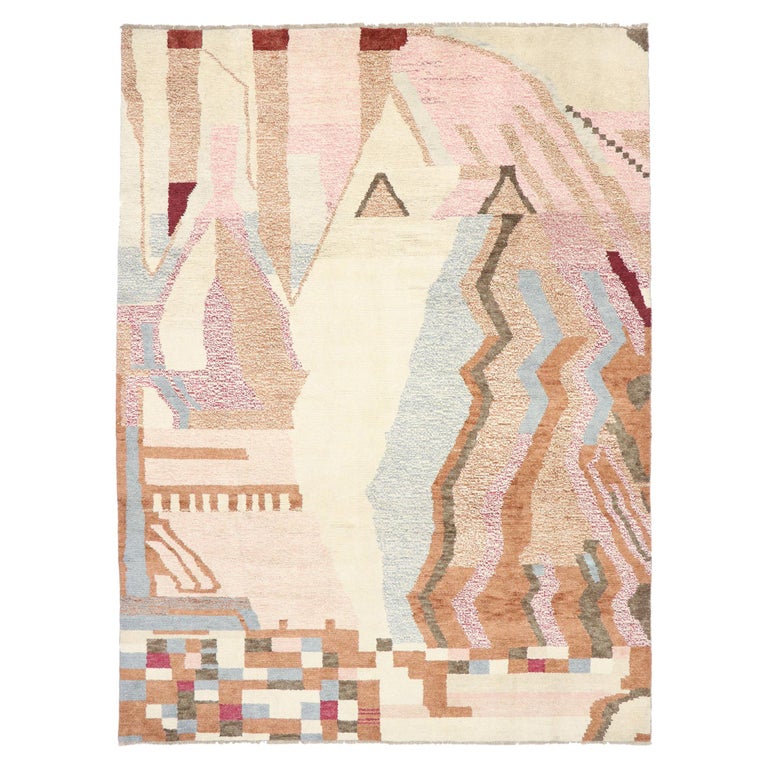 Postmodern Rug New Contemporary Moroccan Style Rug with Boho Chic Postmodern Design ...