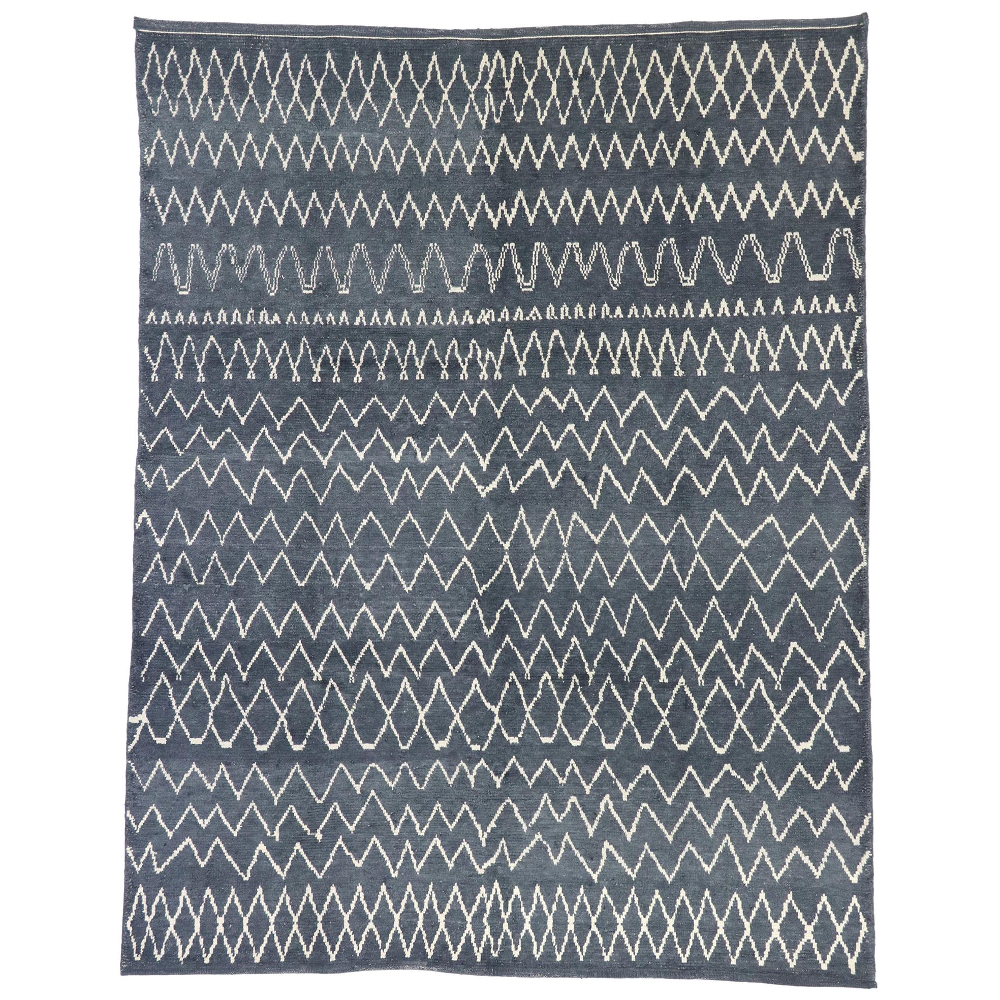 New Contemporary Moroccan Style Rug with Diamond Pattern and Chevron Design For Sale