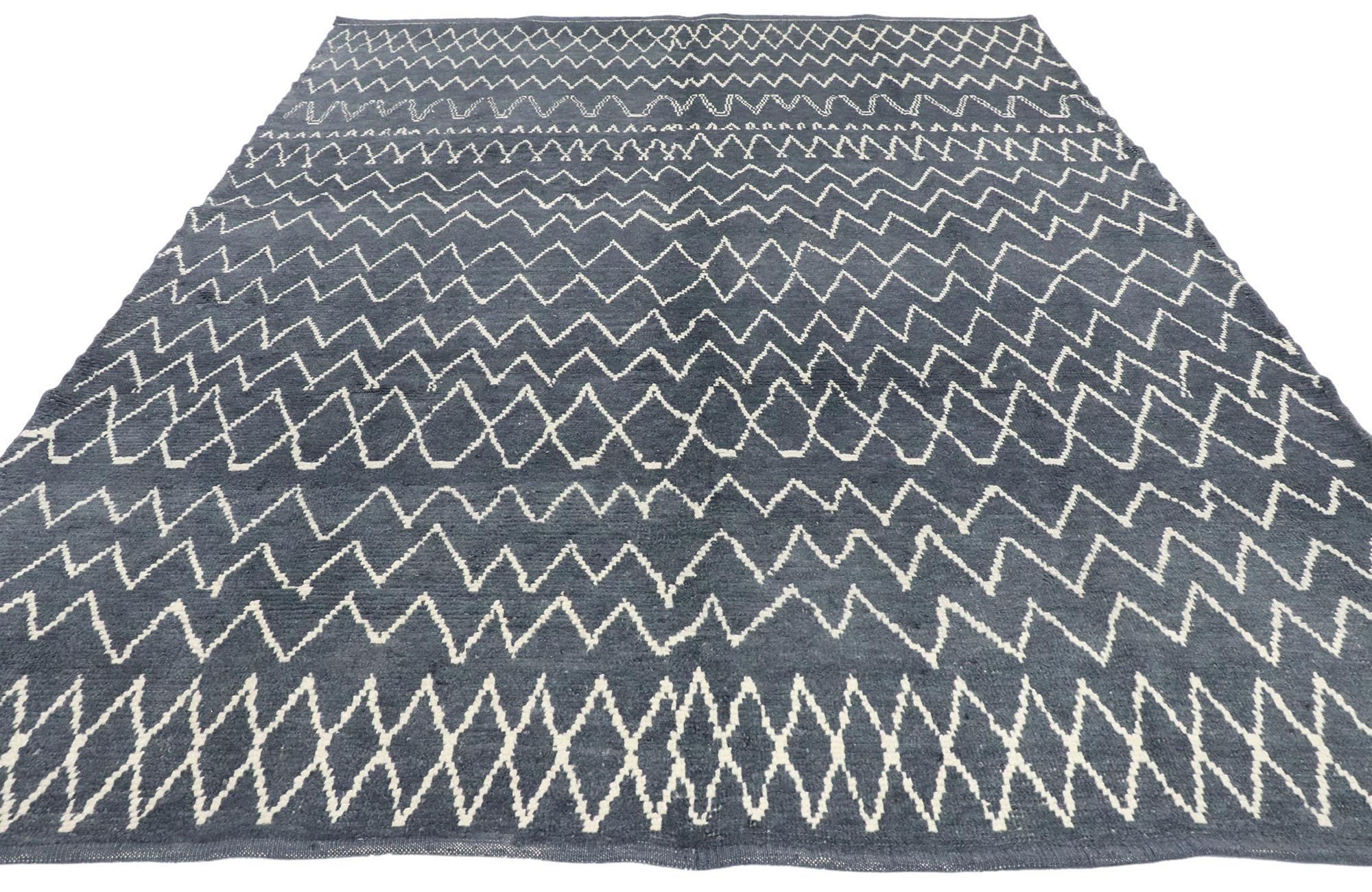 Tribal New Contemporary Moroccan Style Rug with Diamond Pattern and Chevron Design For Sale