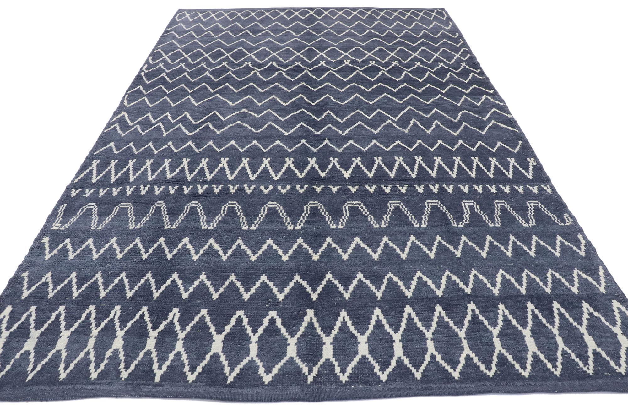 Tribal New Contemporary Moroccan Style Rug with Diamond Pattern and Chevron Design For Sale