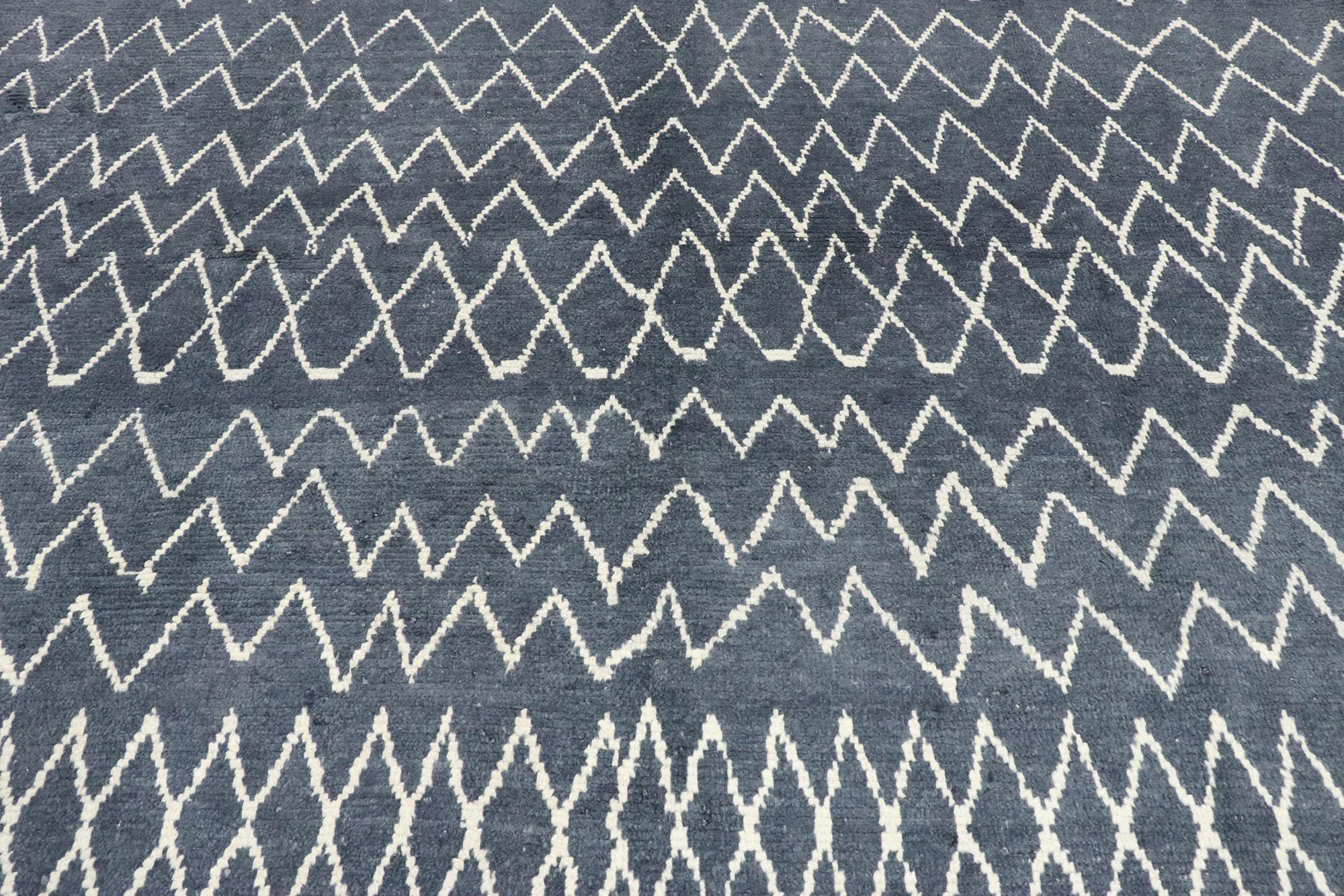 Turkish New Contemporary Moroccan Style Rug with Diamond Pattern and Chevron Design For Sale