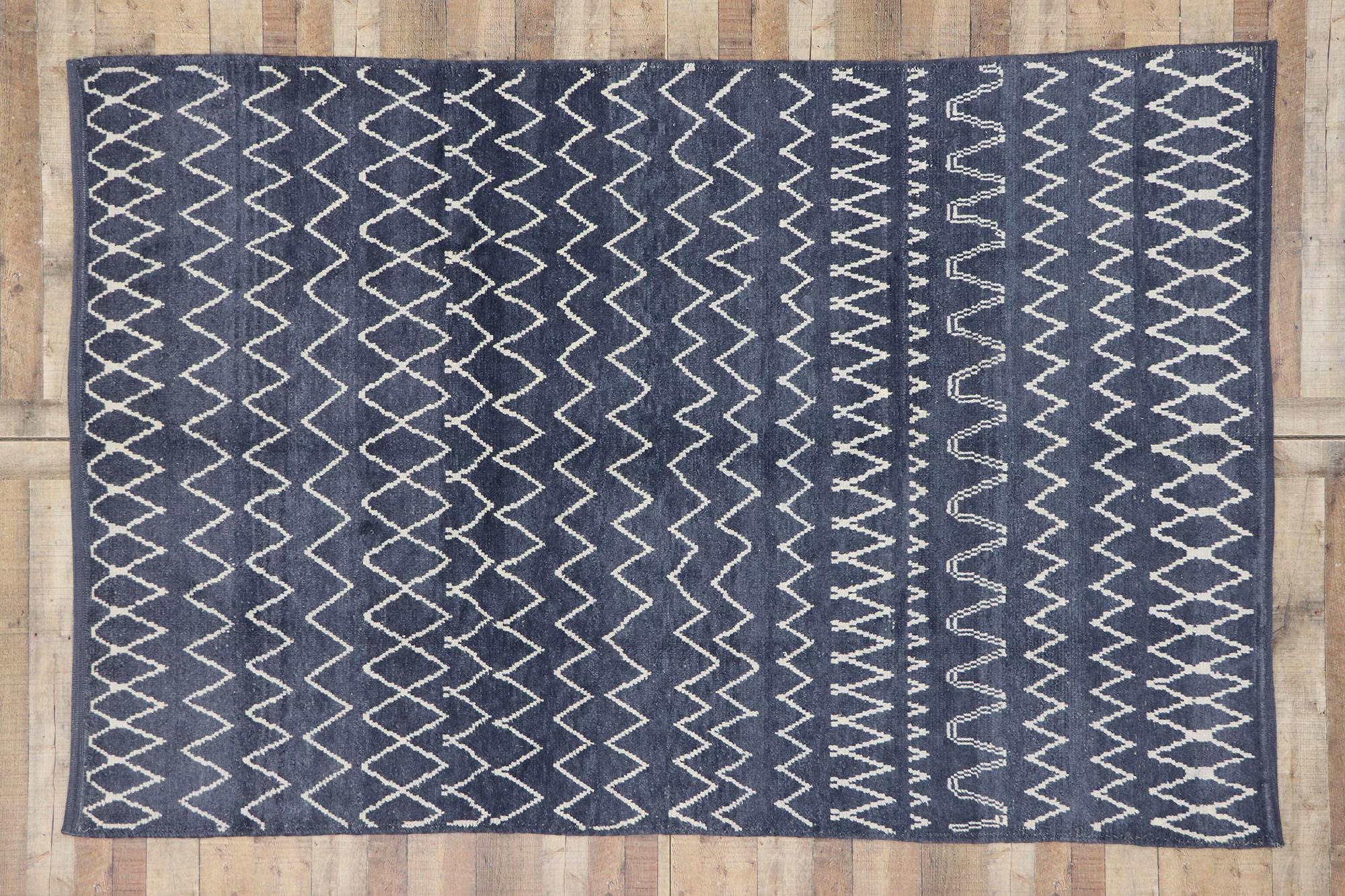 New Contemporary Moroccan Style Rug with Diamond Pattern and Chevron Design For Sale 1