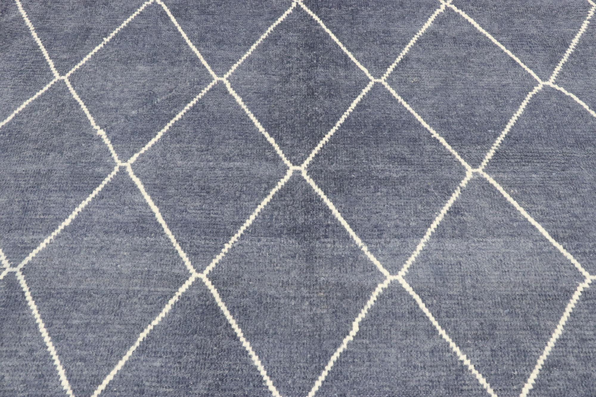 Turkish New Contemporary Moroccan Style Rug with Diamond Trellis For Sale