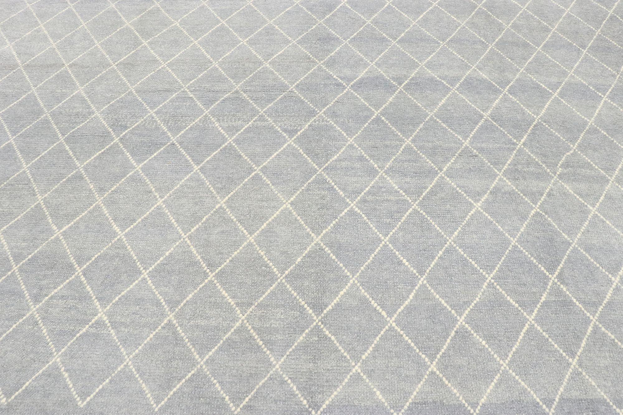 Zeitgenössischer zeitgenössischer Teppich im marokkanischen Stil mit Diamantstreifen (Moderne) im Angebot