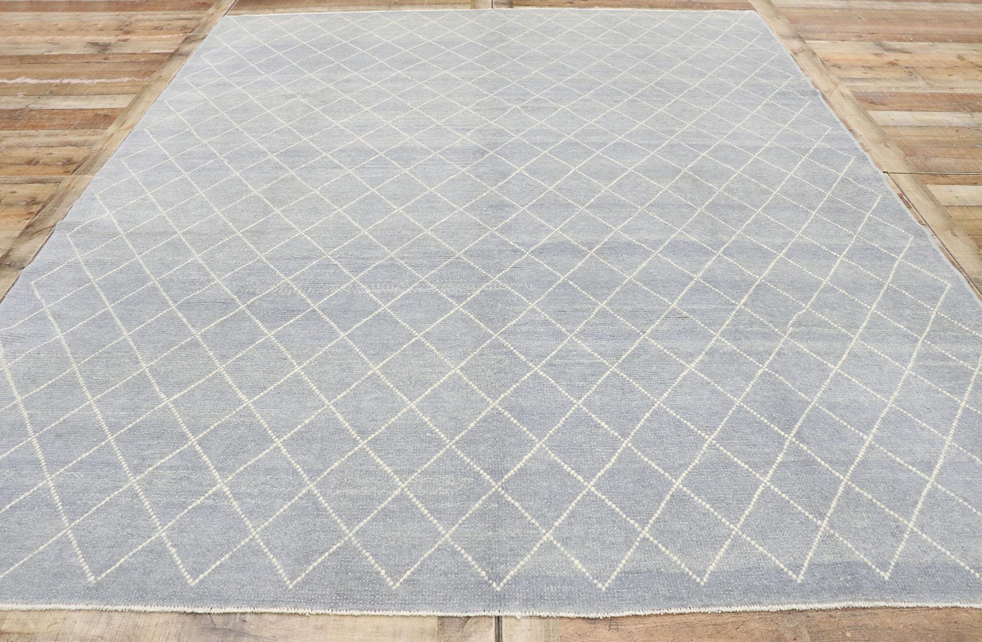 Wool New Contemporary Moroccan Style Rug with Diamond Trellis For Sale