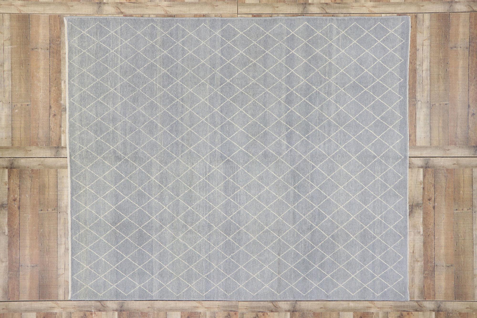 Zeitgenössischer zeitgenössischer Teppich im marokkanischen Stil mit Diamantstreifen (21. Jahrhundert und zeitgenössisch) im Angebot