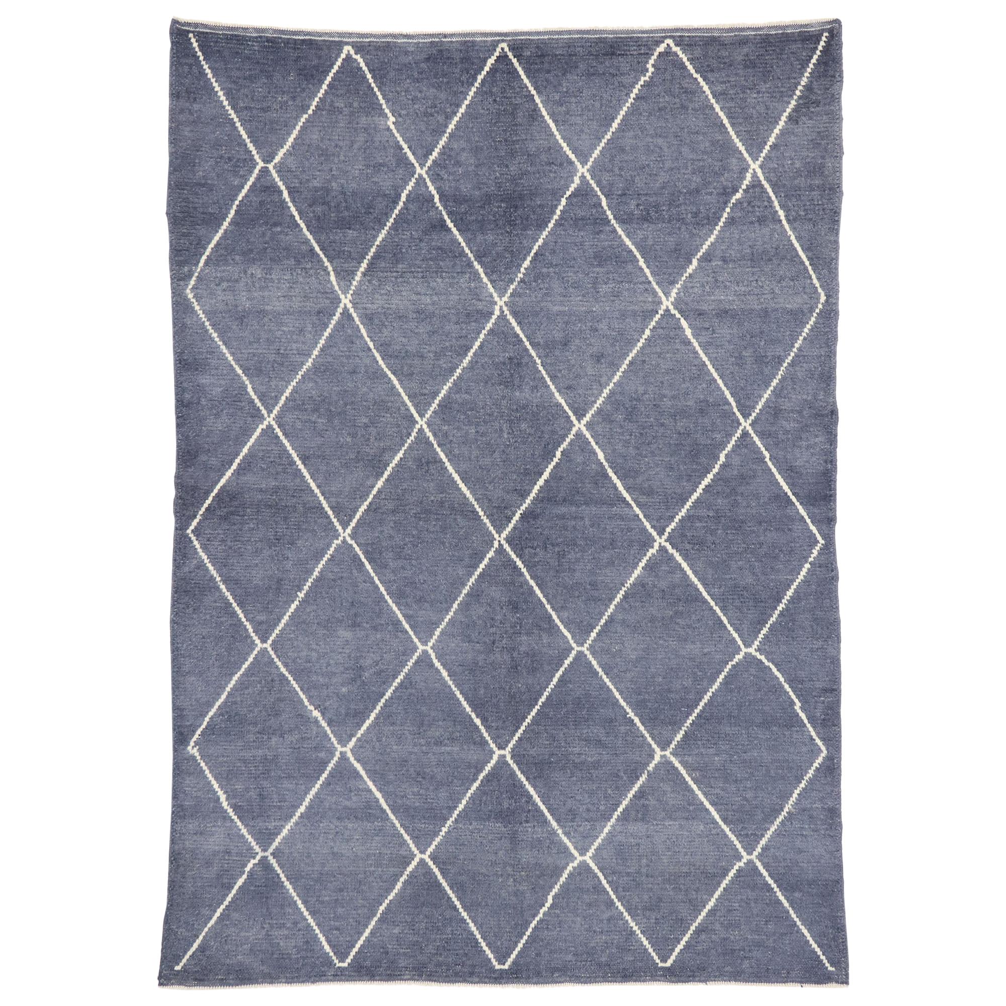 New Contemporary Moroccan Style Rug with Diamond Trellis For Sale
