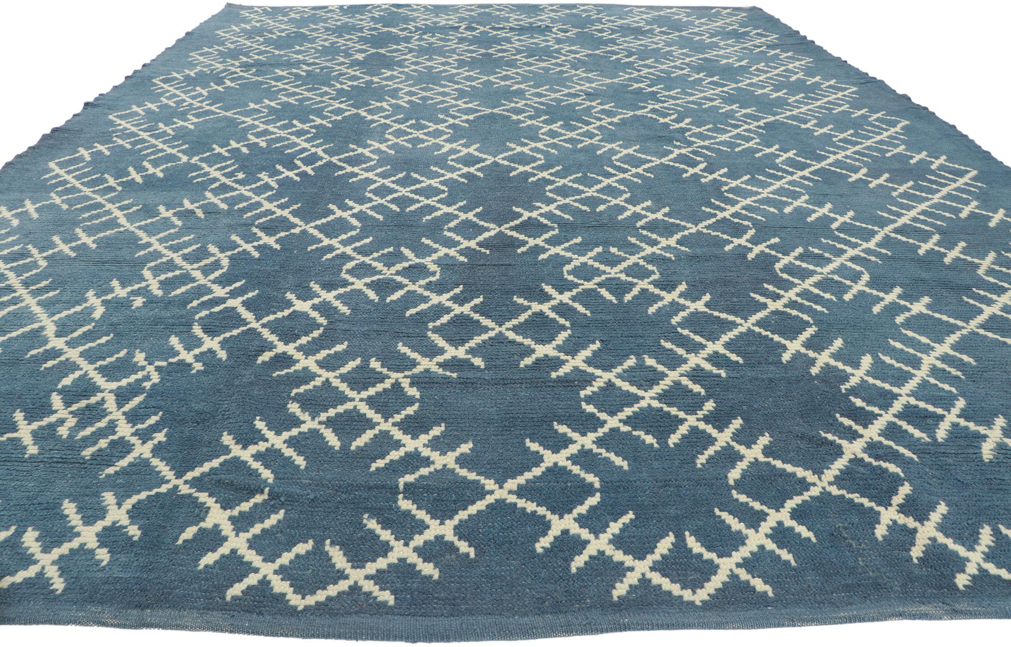 Turkish New Contemporary Moroccan Style Rug with Geometric Print For Sale