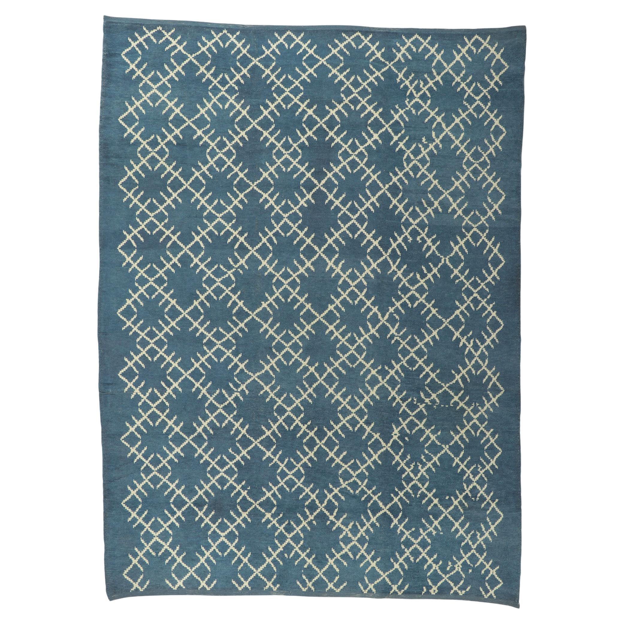 New Contemporary Moroccan Style Rug with Geometric Print