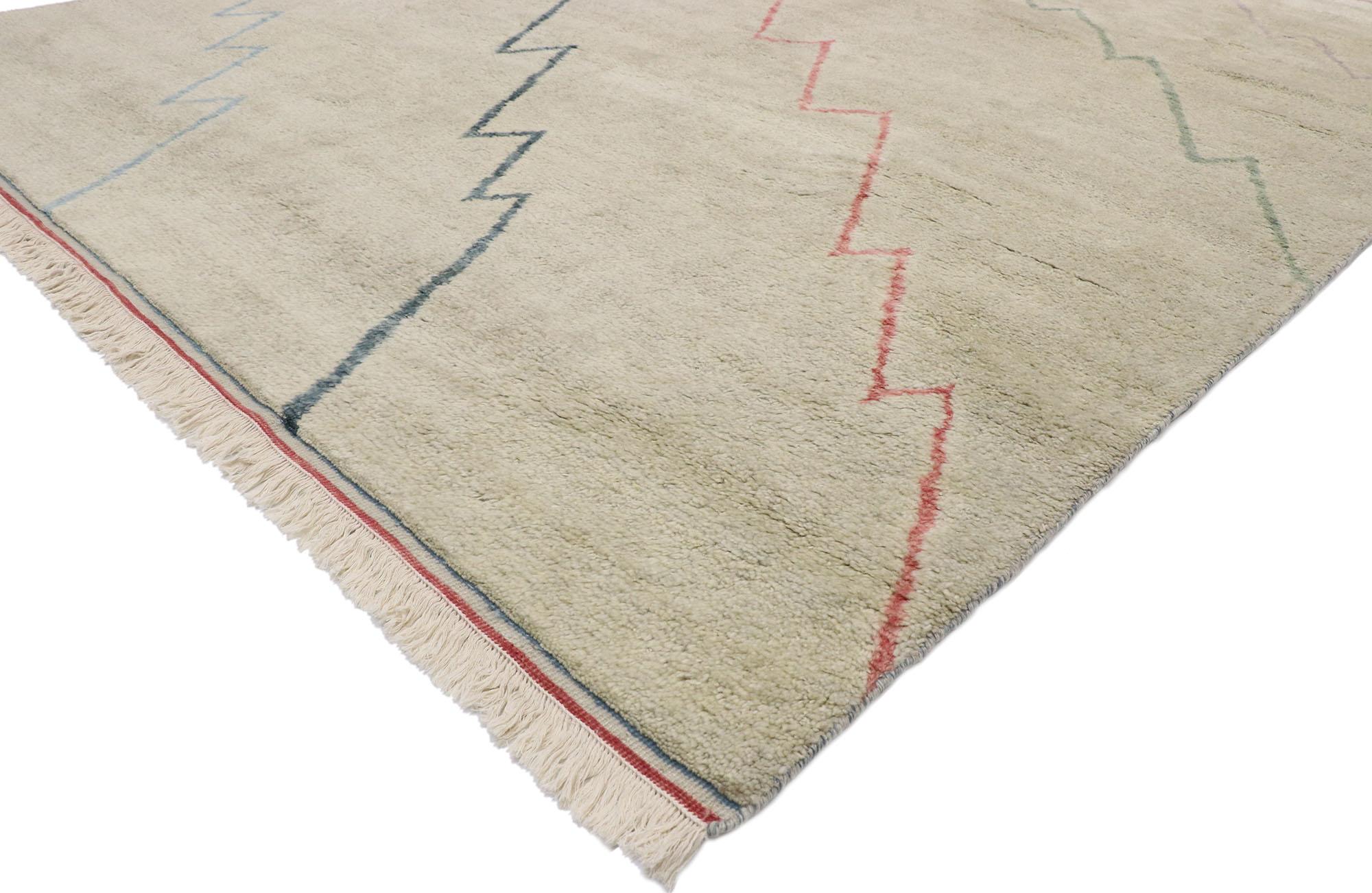 Modern New Contemporary Moroccan Style Rug with Lightning Pattern For Sale