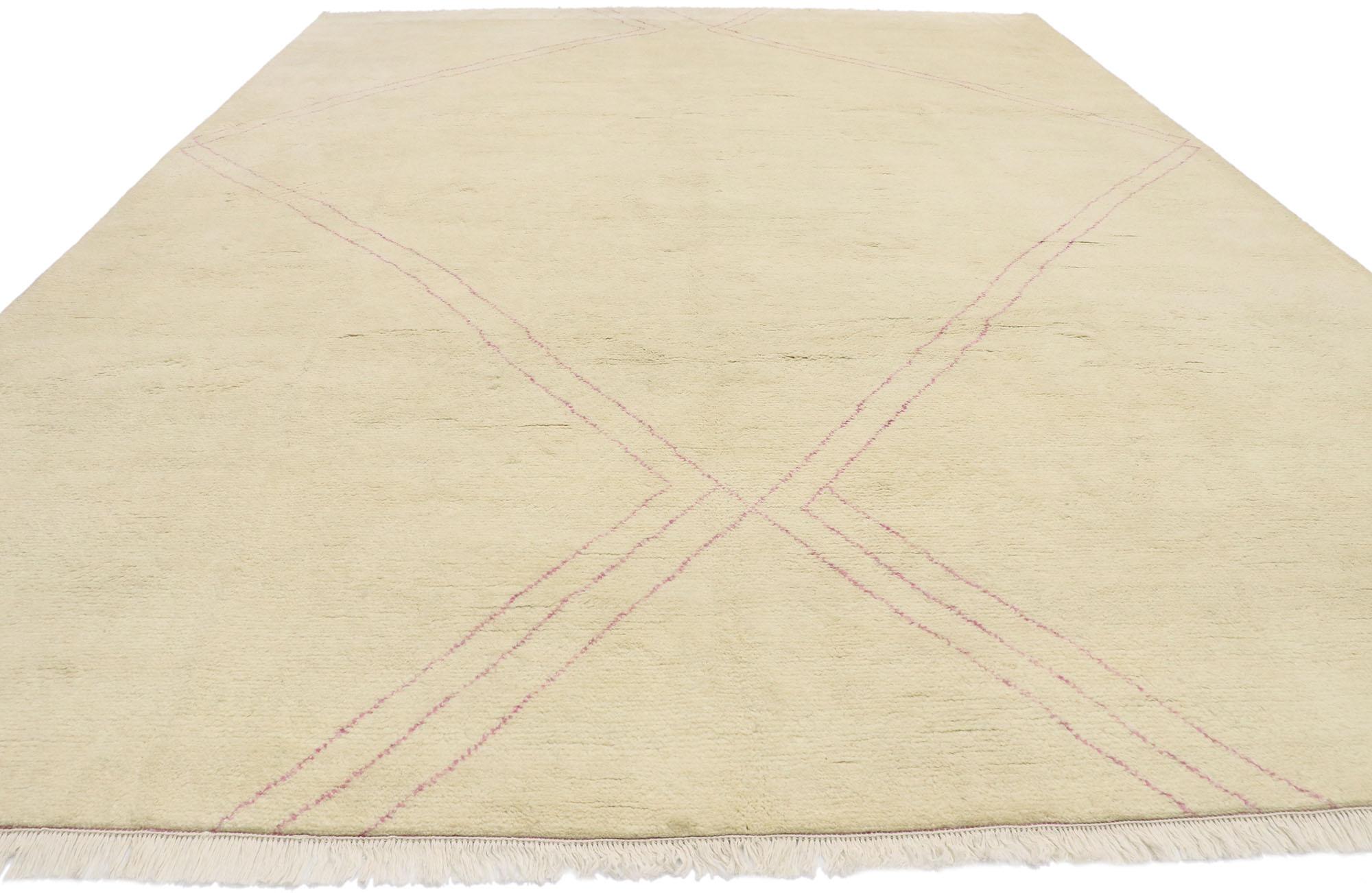 Indian New Contemporary Moroccan Style Rug with Minimalist Bohemian Style For Sale