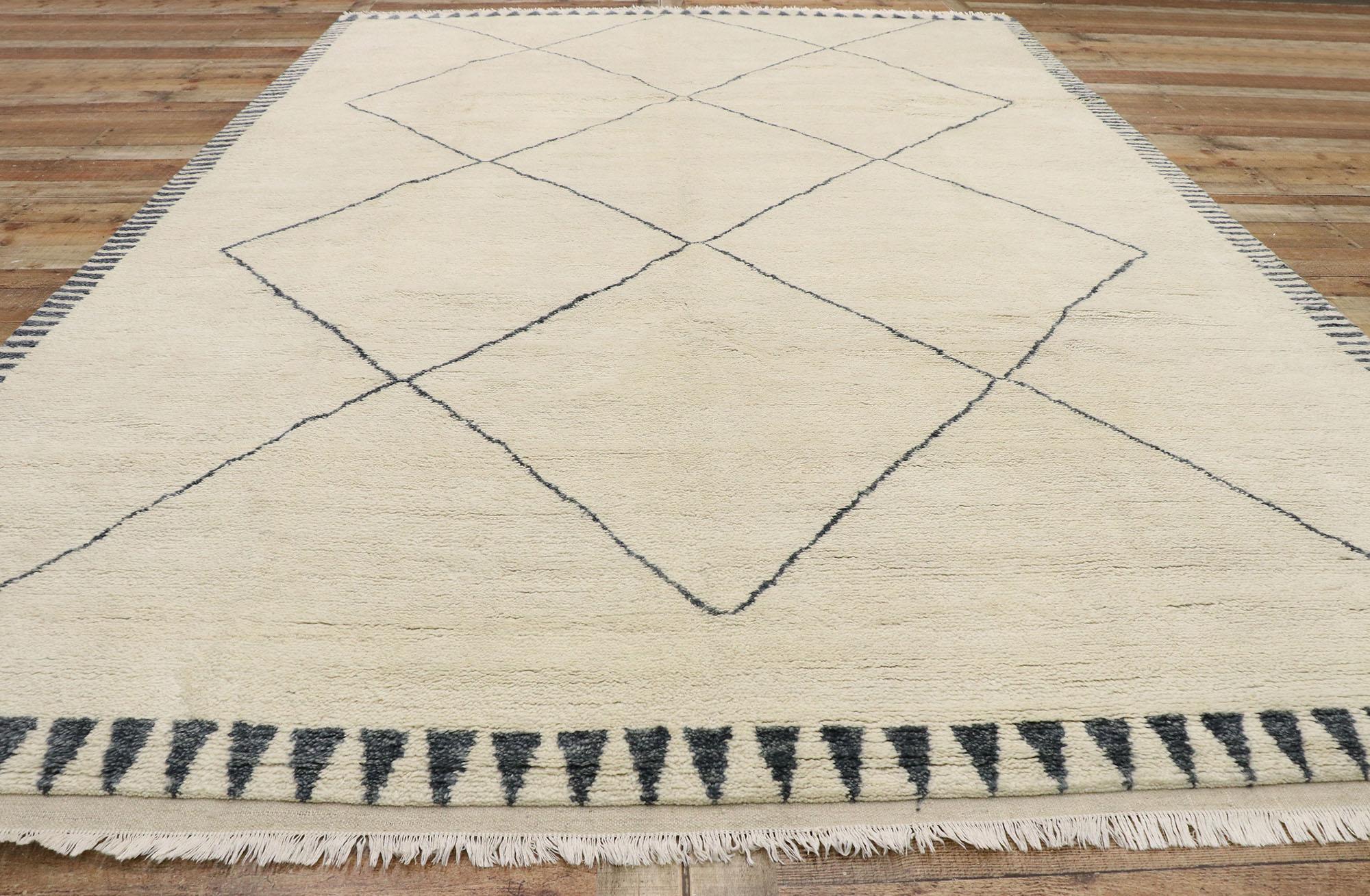 New Contemporary Moroccan Style Rug with Minimalist Mid-Century Modern Design For Sale 2