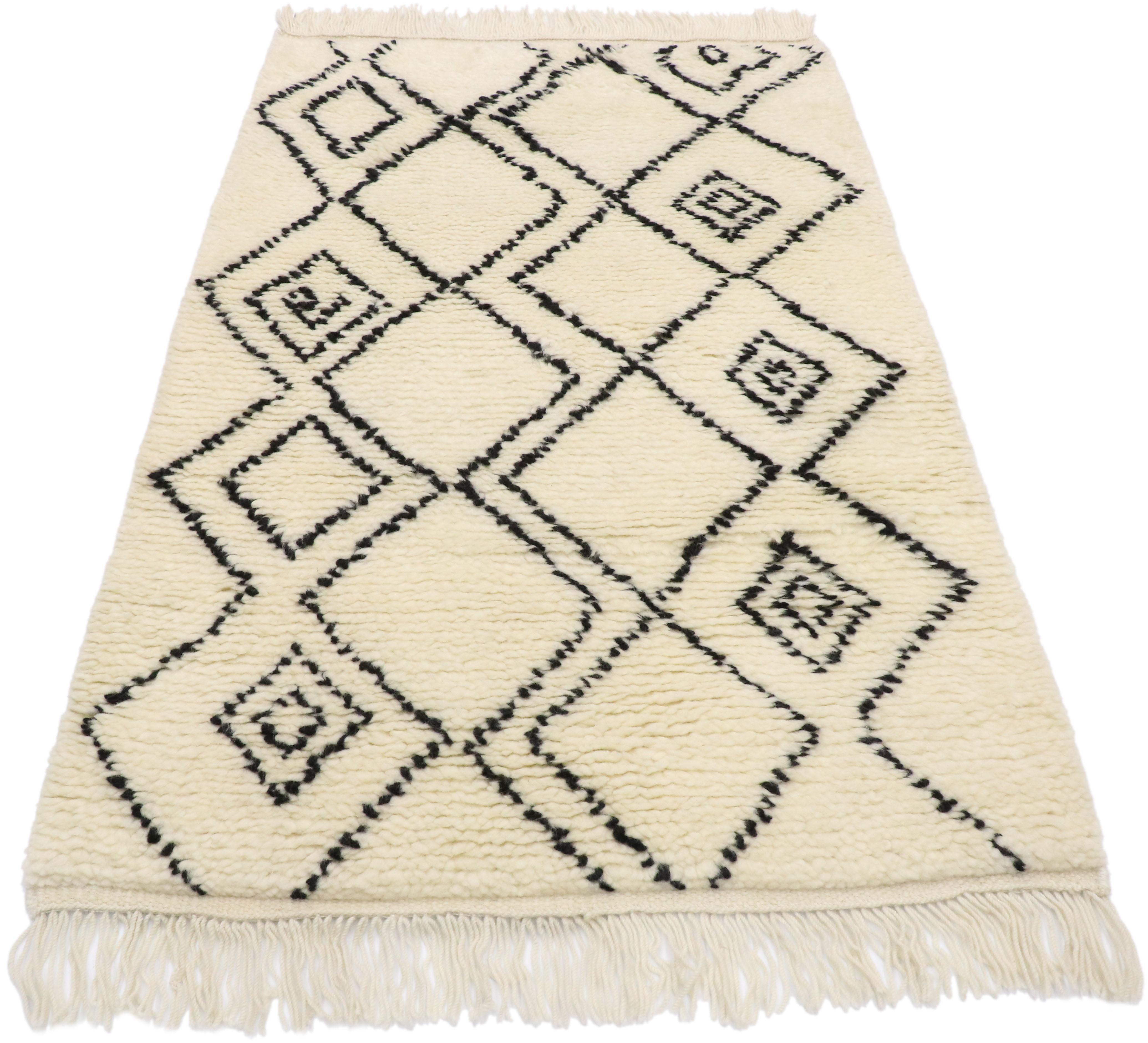 Indian New Contemporary Moroccan Rug with Minimalist Tribal Vibes For Sale