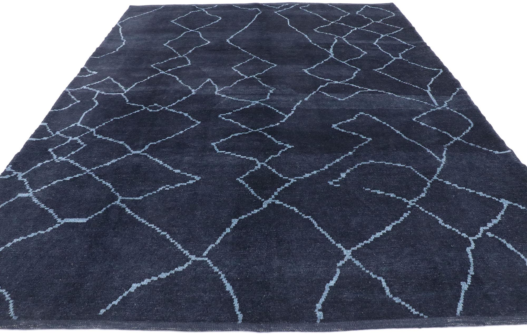 Tribal Contemporary Moroccan Style Rug with Modern Asymmetrical Diamond Pattern For Sale