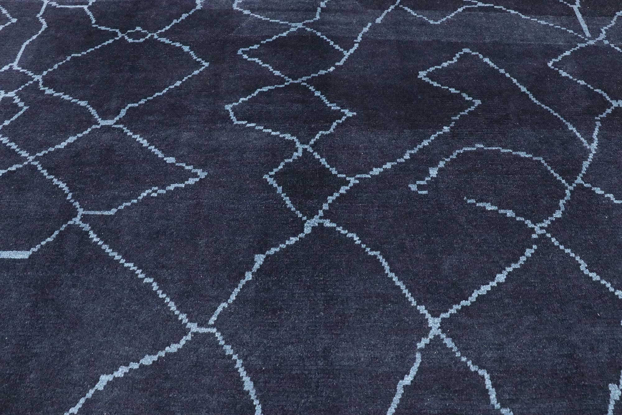 Tribal Contemporary Moroccan Style Rug with Modern Asymmetrical Diamond Pattern For Sale