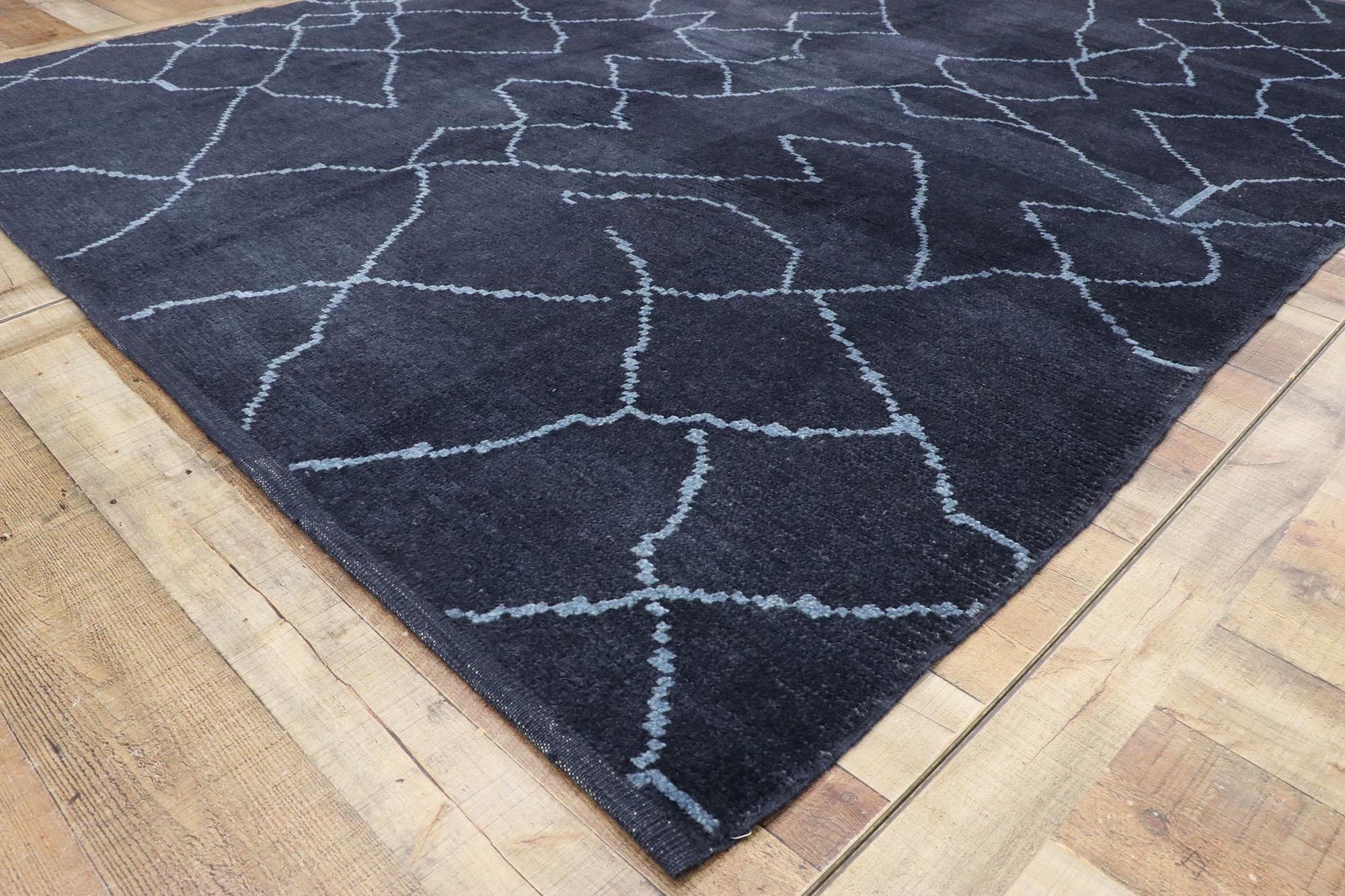 Contemporary Moroccan Style Rug with Modern Asymmetrical Diamond Pattern In New Condition For Sale In Dallas, TX