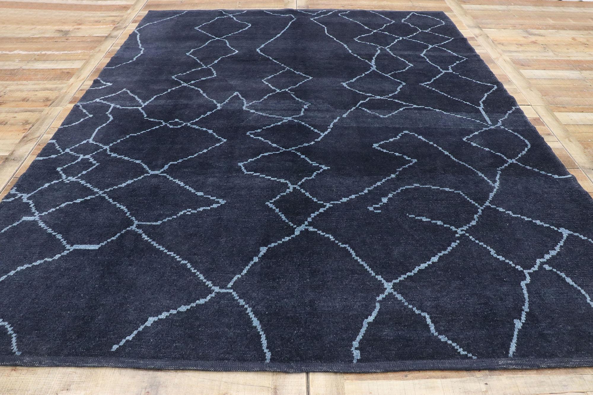 Wool Contemporary Moroccan Style Rug with Modern Asymmetrical Diamond Pattern For Sale
