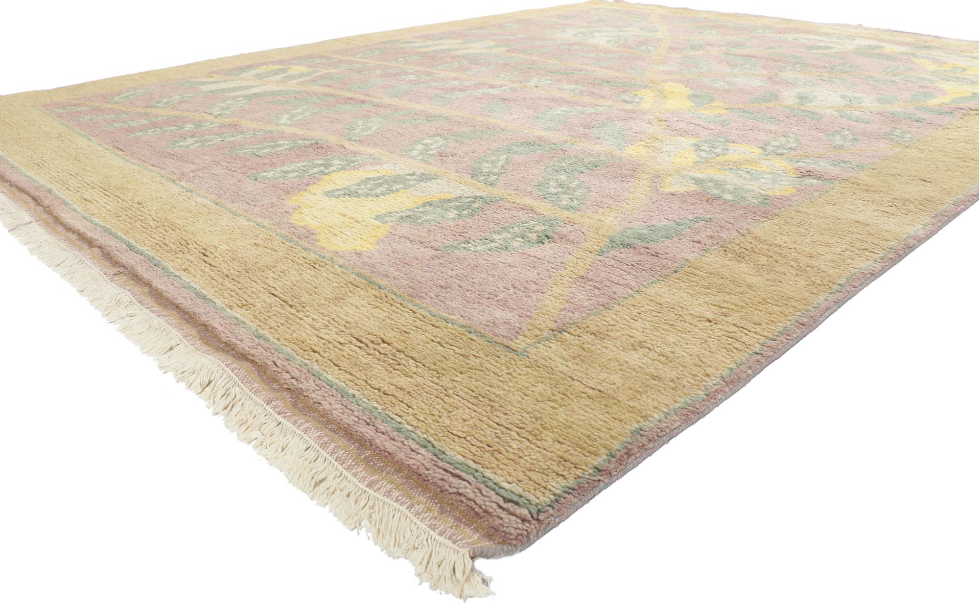 30768 Modern Moroccan Area Rug with Biophilic Design, 09'01 x 11'09.
Inspired by the principles of biophilic design and modern style, this hand-knotted wool Moroccan style rug becomes a embodiment of nature-infused aesthetics. The carefully woven