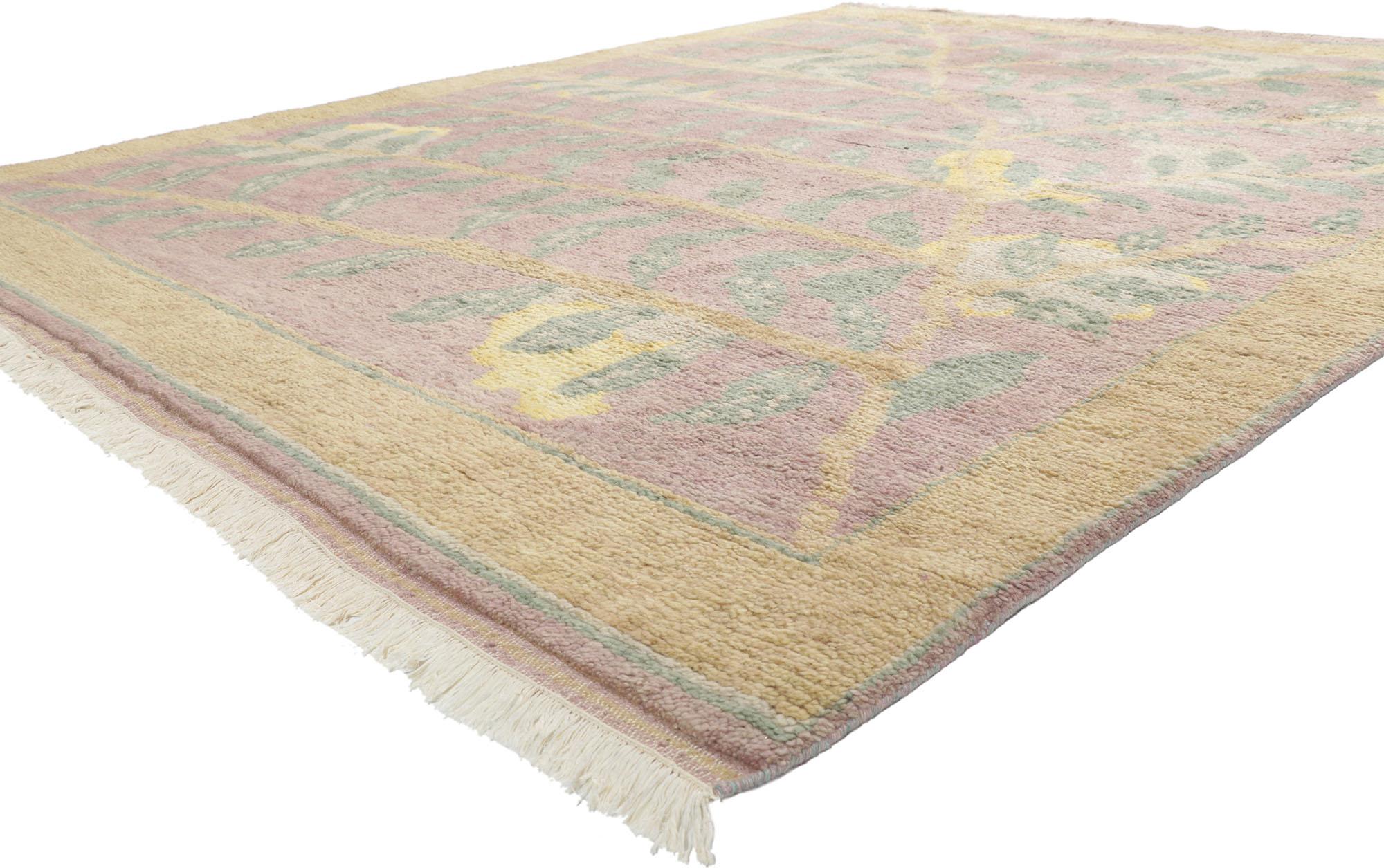 30769 Modern Moroccan Area Rug with Biophilic Design, 08'02 x 09'10. Inspired by the principles of biophilic design, this meticulously hand-knotted wool modern Moroccan area rug emerges as a harmonious expression of nature-infused aesthetics. Woven