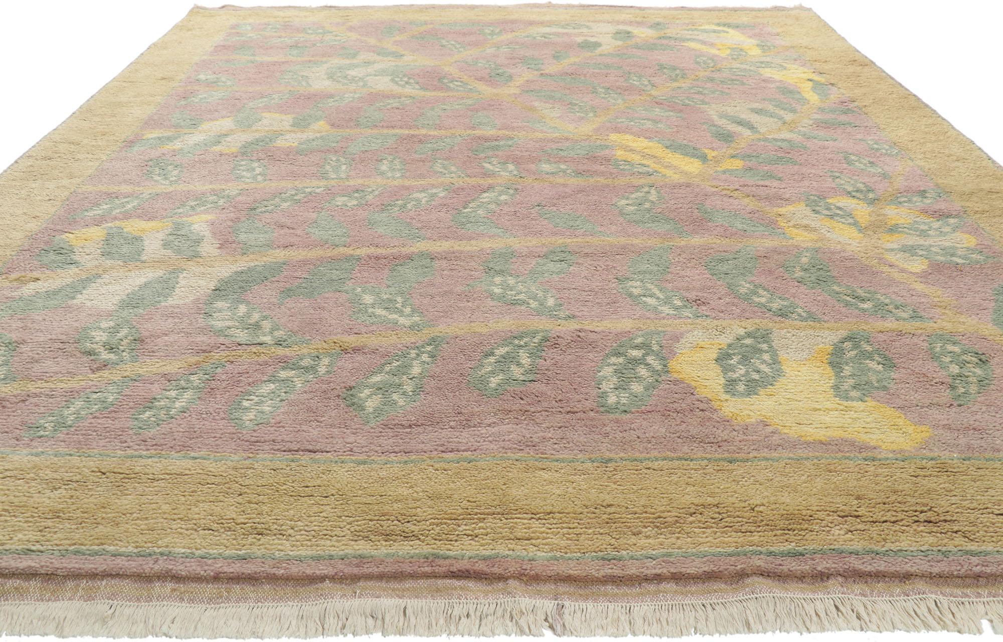 Indian Nature-Inspired Moroccan Area Rug, Modern Style Meets Biophilic Design For Sale