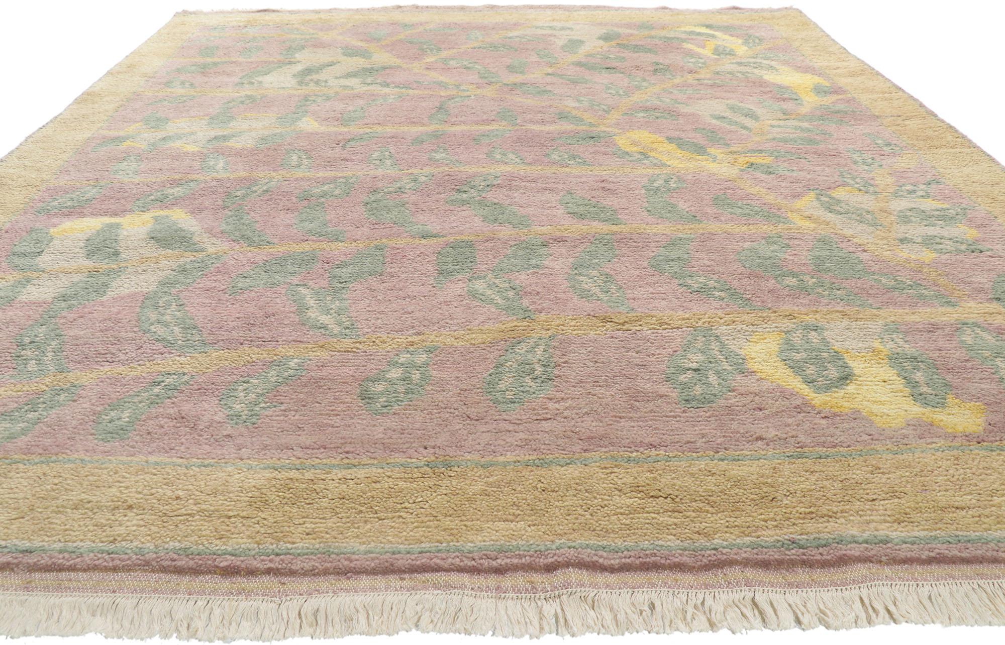 Indian Nature-Inspired Modern Moroccan Style Rug, Biophilic Design Meets Modern Style For Sale