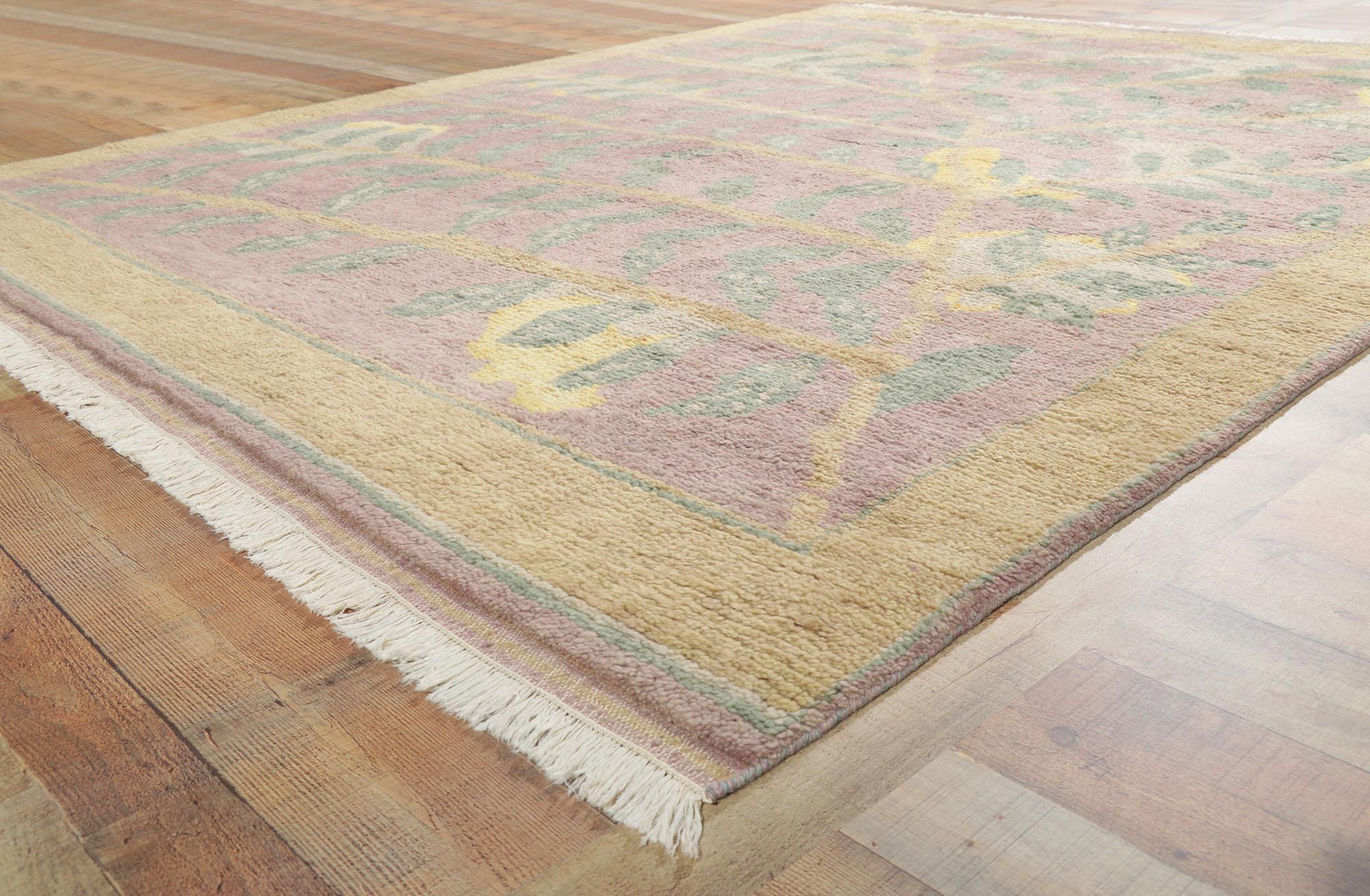 Hand-Knotted New Earth-Tone Pastel Biophilic Contemporary Moroccan Rug