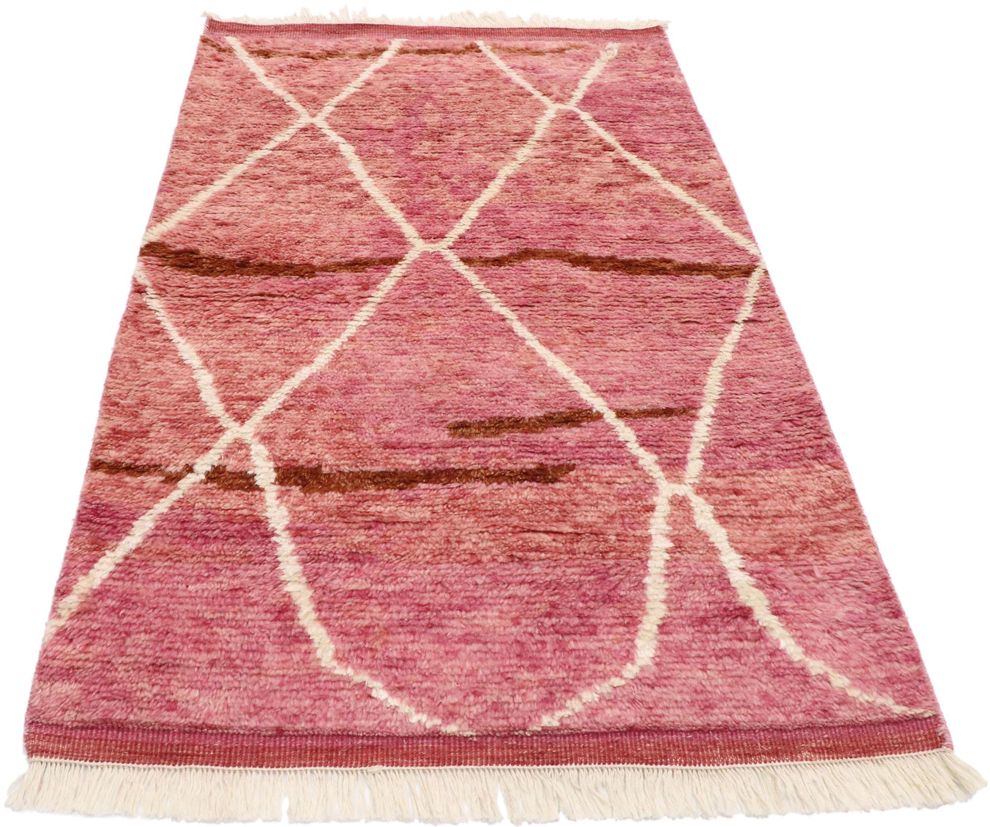 Hand-Knotted New Contemporary Moroccan Style Rug with Modern Bohemian Style For Sale