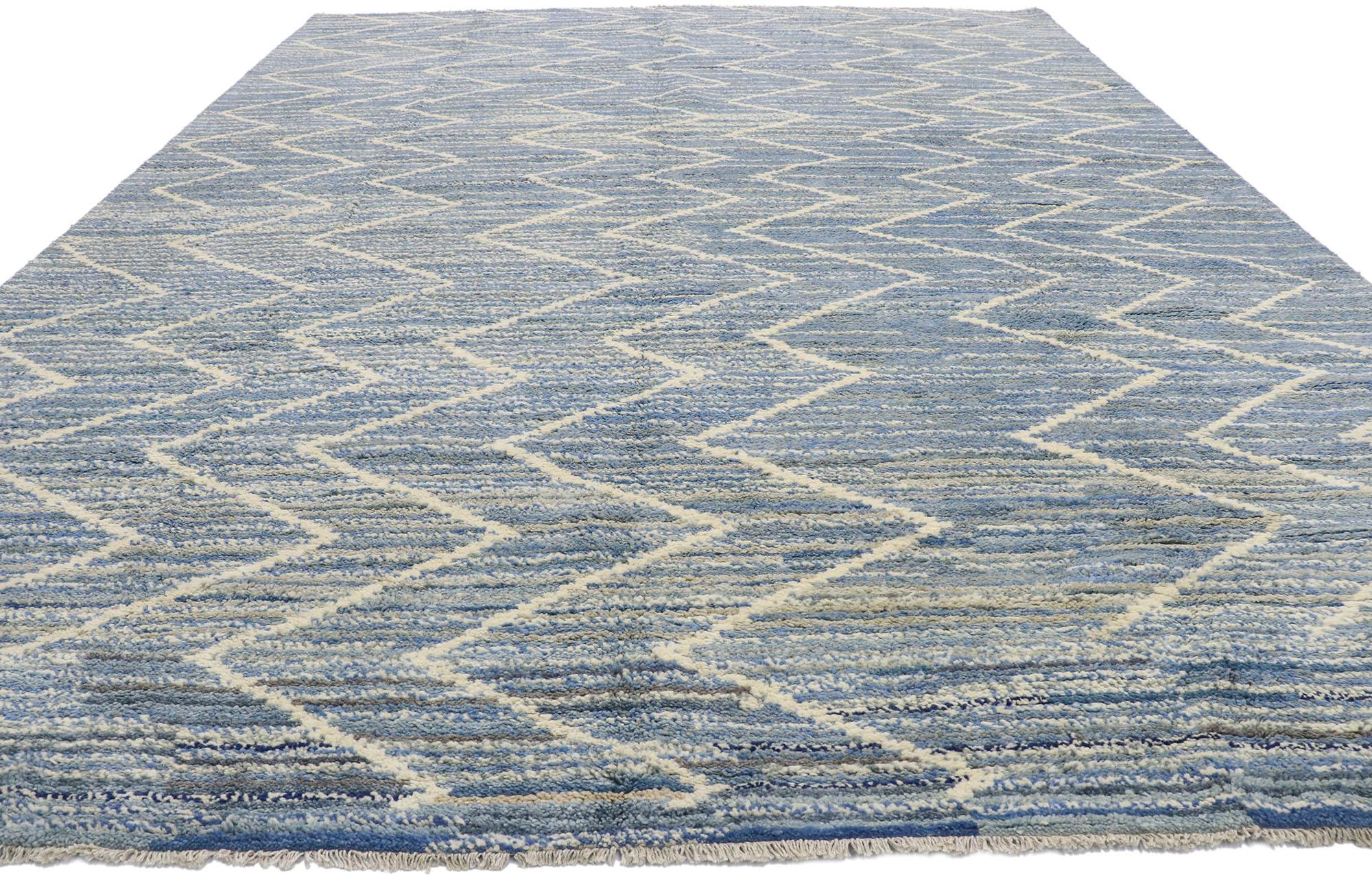 Moderne New Contemporary Blue Moroccan Rug (tapis marocain contemporain bleu) en vente