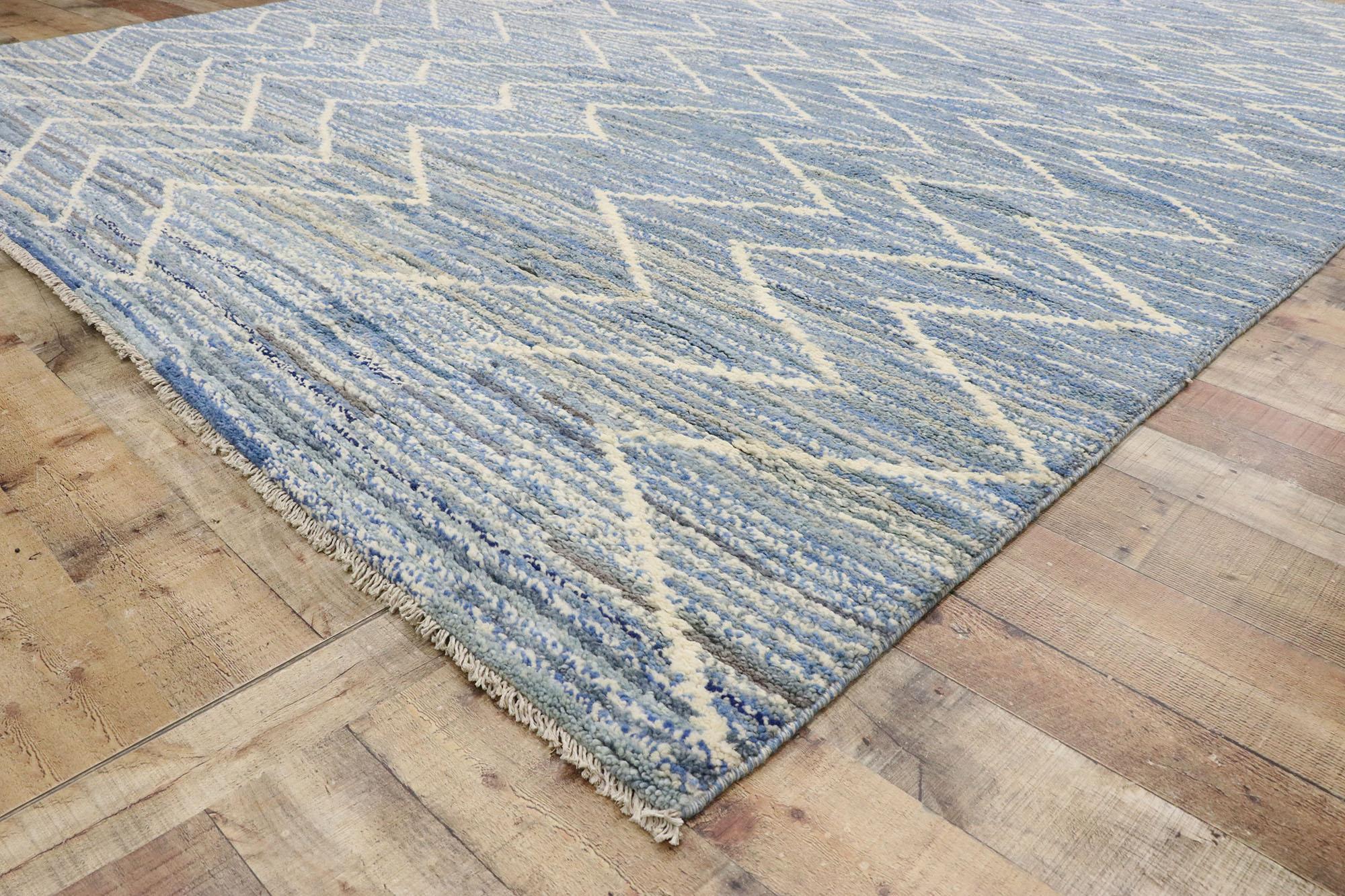 New Contemporary Blue Moroccan Rug  In New Condition For Sale In Dallas, TX