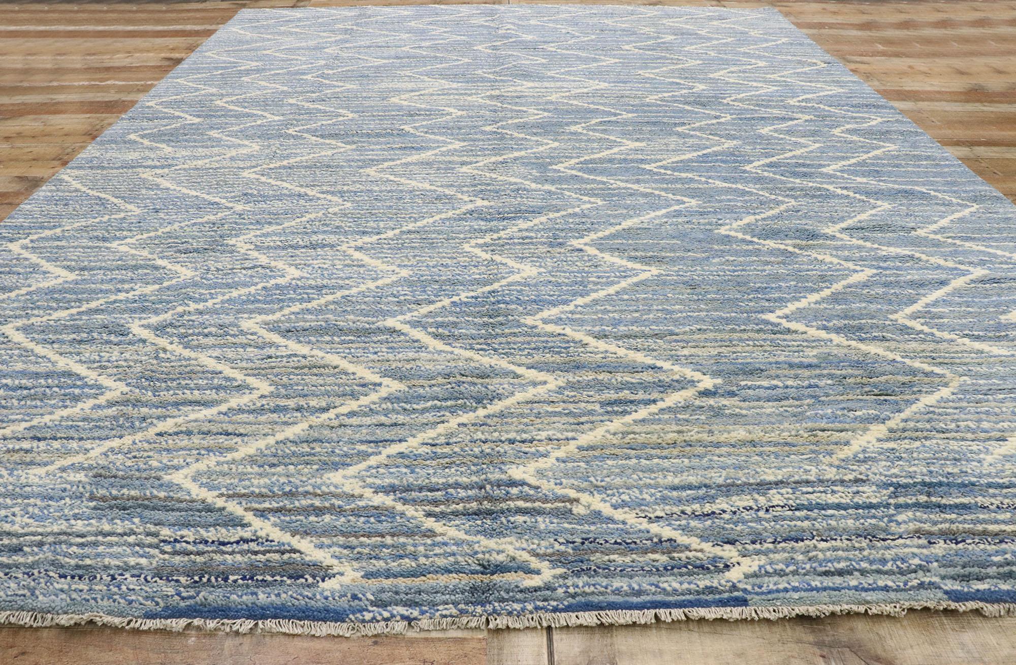 Wool New Contemporary Blue Moroccan Rug  For Sale