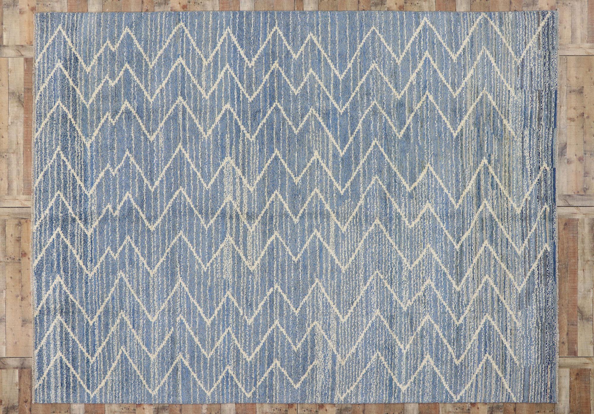 New Contemporary Blue Moroccan Rug  For Sale 1