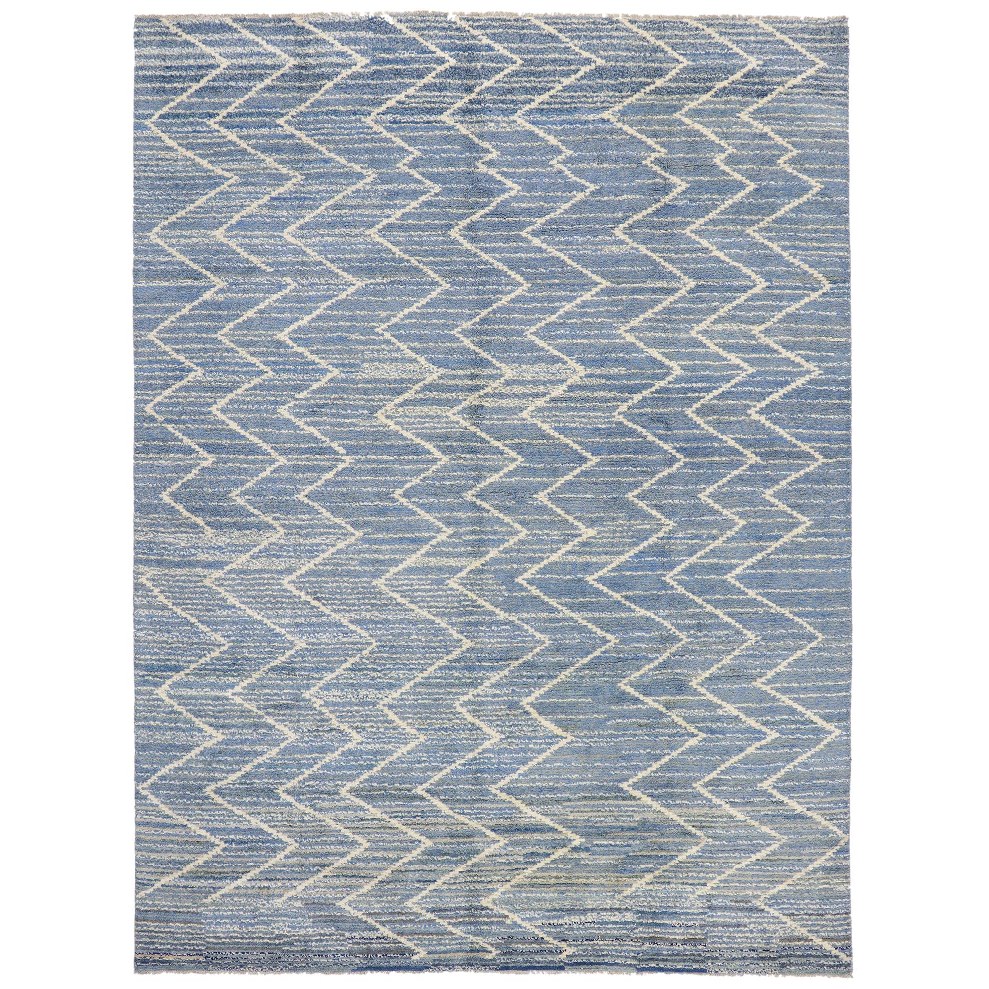 New Contemporary Blue Moroccan Rug 