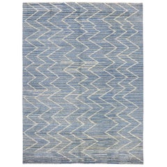 New Contemporary Blue Moroccan Rug
