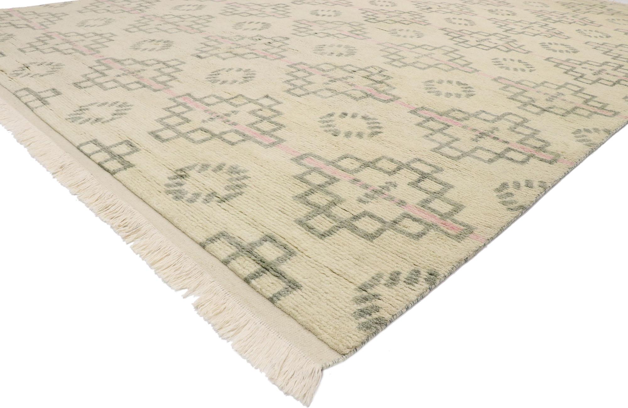 Bohemian New Contemporary Moroccan Style Rug with Postmodern Cubist Style For Sale