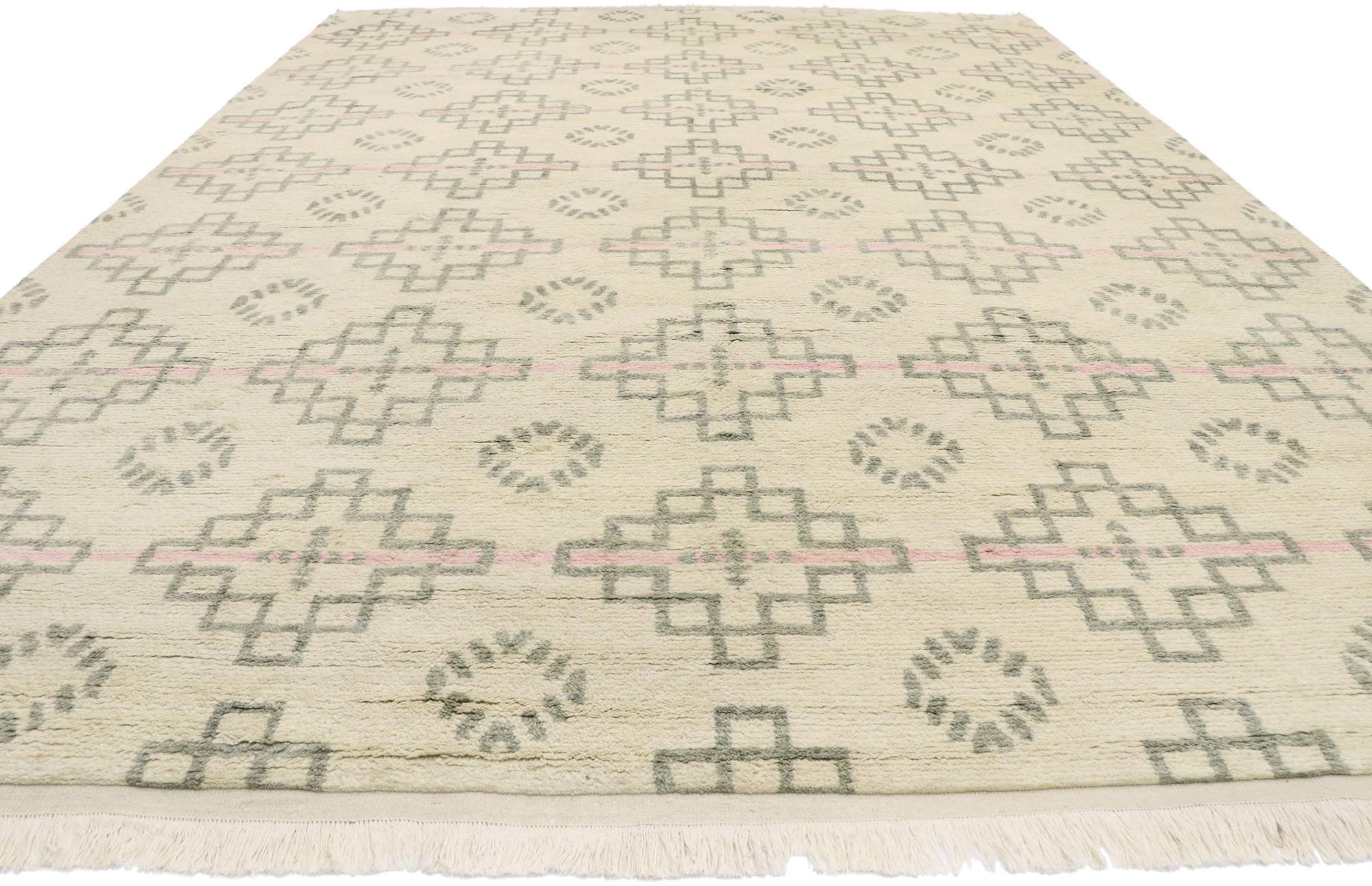 New Contemporary Moroccan Style Rug with Postmodern Cubist Style In New Condition For Sale In Dallas, TX
