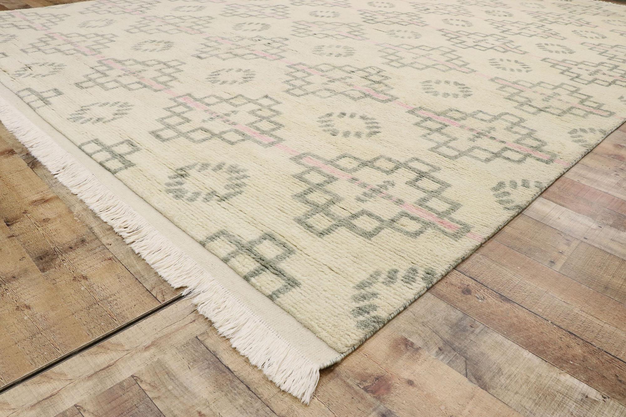 Wool New Contemporary Moroccan Style Rug with Postmodern Cubist Style For Sale
