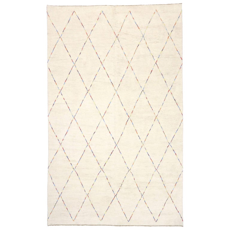 New Contemporary Moroccan Style Rug with Post-Modern Style and Color Pop For Sale