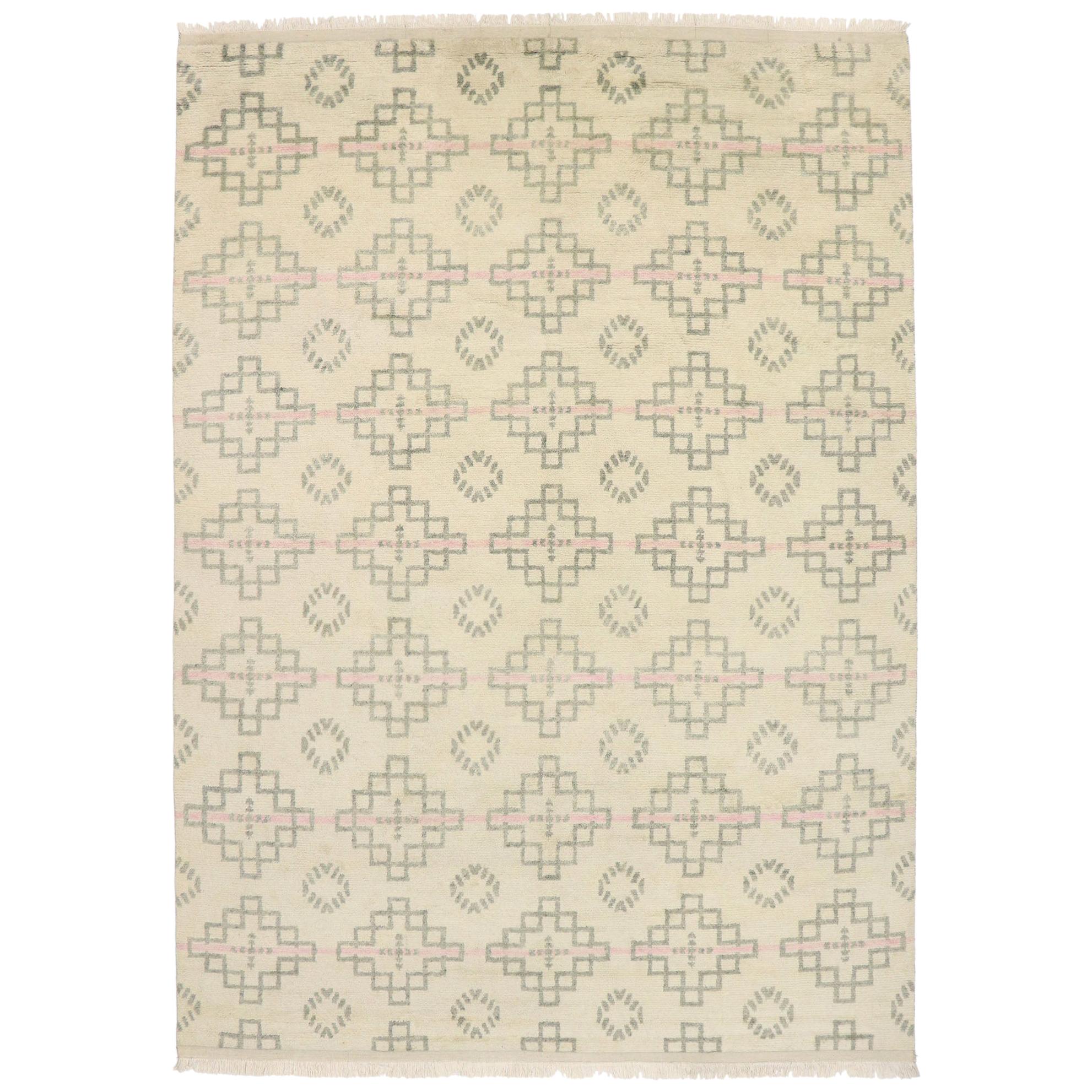 New Contemporary Moroccan Style Rug with Postmodern Cubist Style For Sale