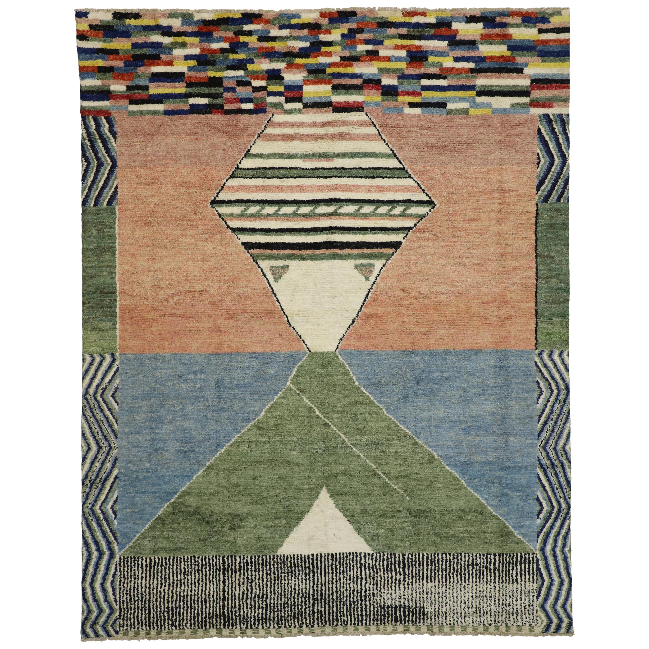 Contemporary Moroccan Style Rug with Postmodern Memphis Style