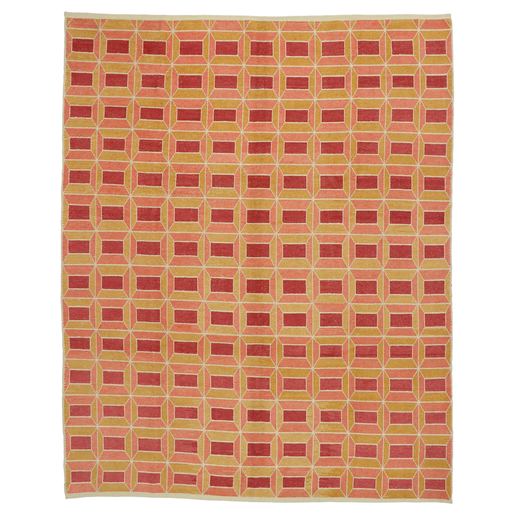 New Contemporary Moroccan Style Rug with Retro Postmodern Cubist Bauhaus Style