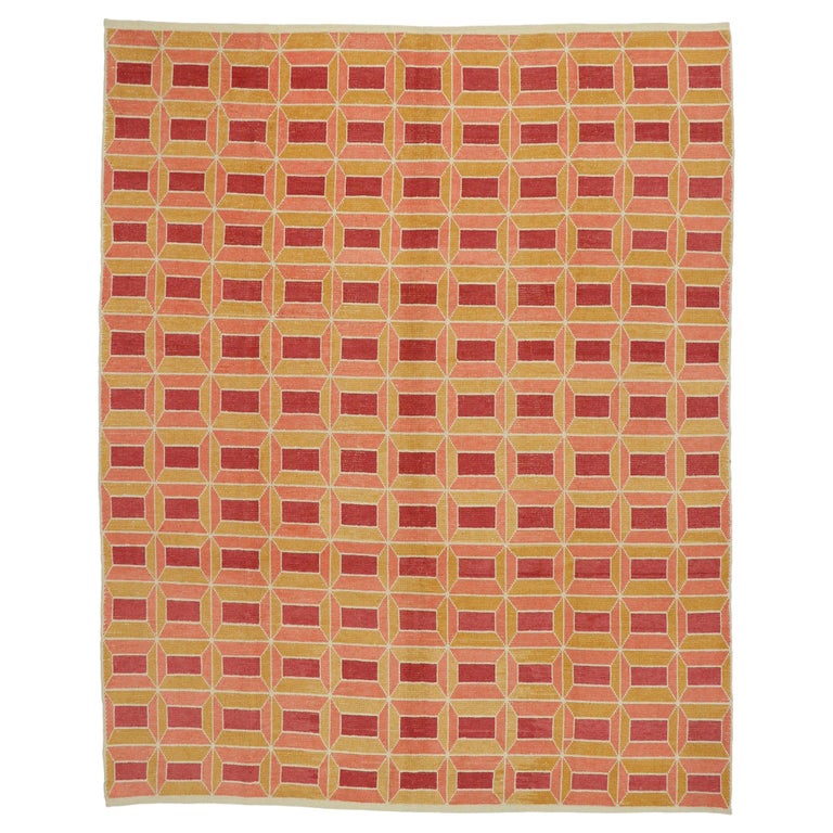 New Contemporary Moroccan Style Rug with Retro Postmodern Cubist ...