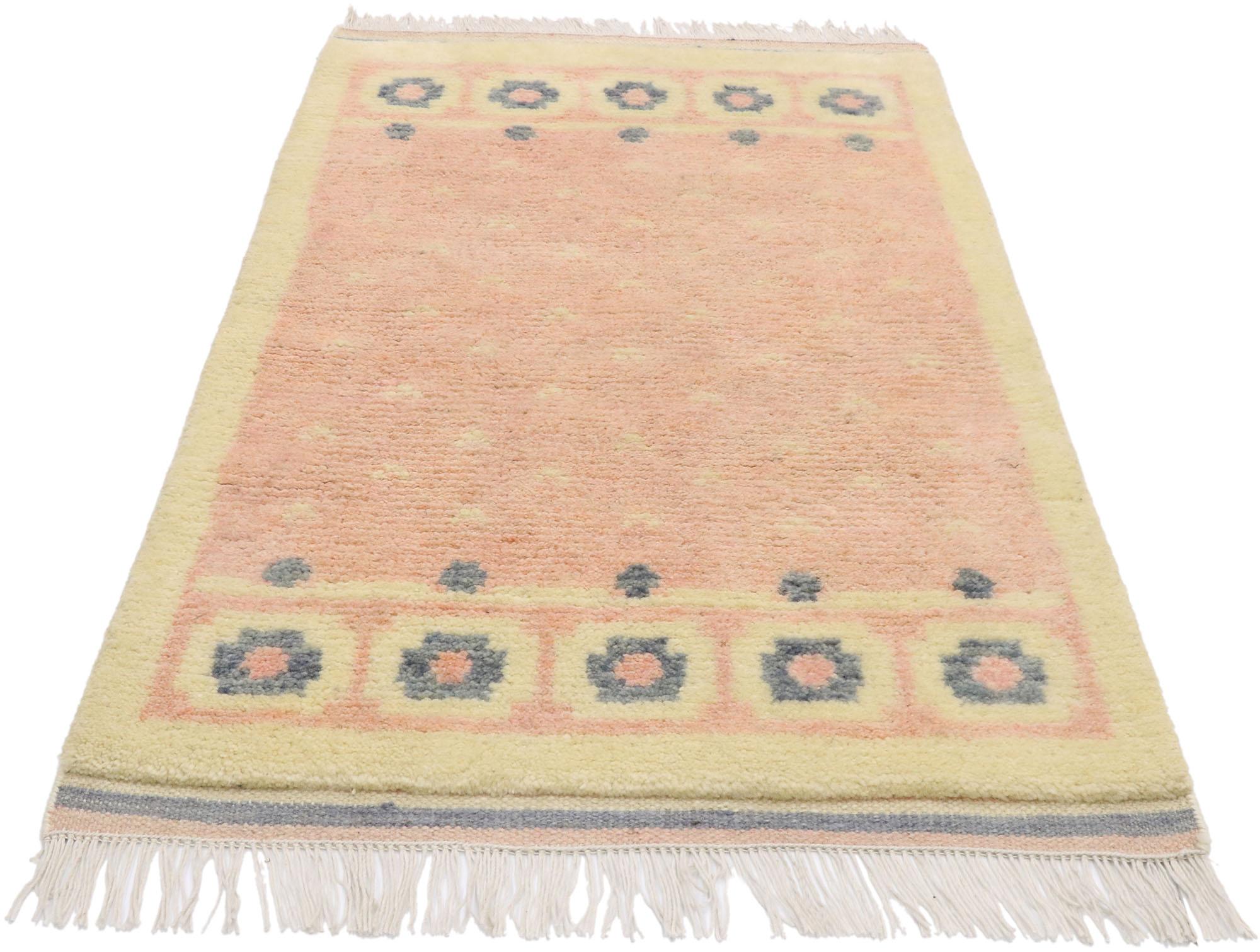 Indian New Contemporary Moroccan Style Rug with Scandinavian Modern Design For Sale