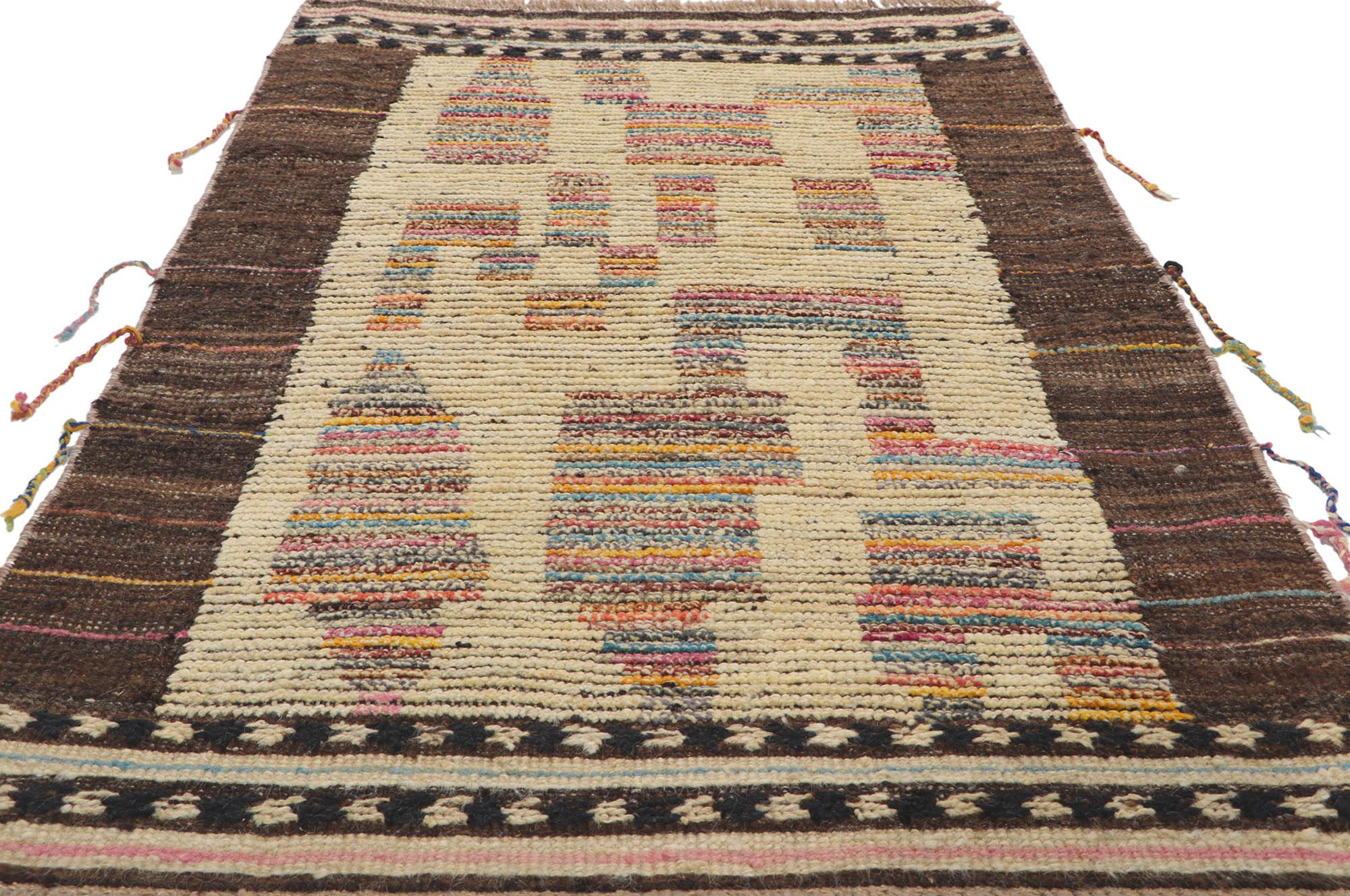 Pakistani New Color Block Moroccan Style Rug with Short Pile For Sale